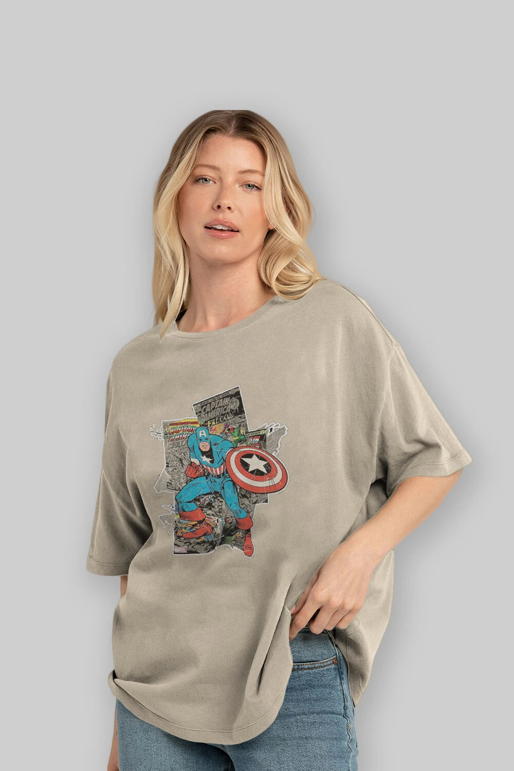 Captain America (2) Ön Baskılı Oversize t-shirt Erkek Kadın Unisex %100 Pamuk Bisiklet Yaka tişort