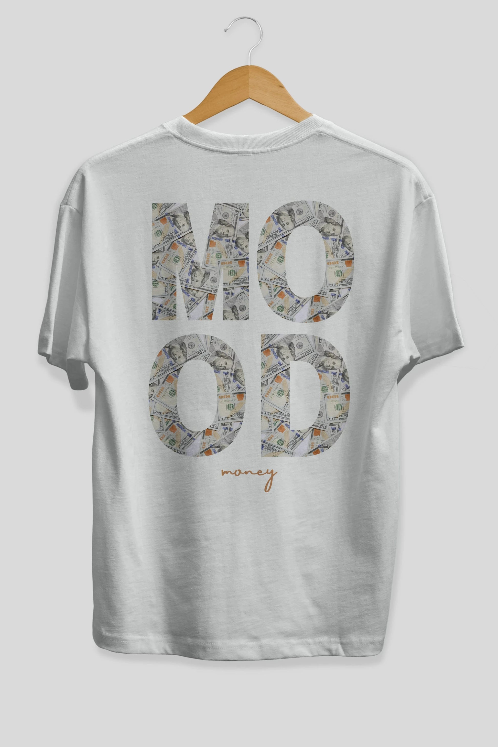 Mood Money Yazılı Arka Baskılı Oversize t-shirt Erkek Kadın Unisex