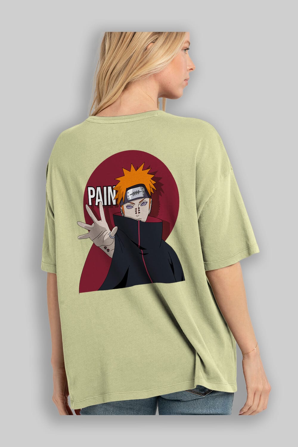 PAIN NARUTO Anime Arka Baskılı Oversize t-shirt Erkek Kadın Unisex