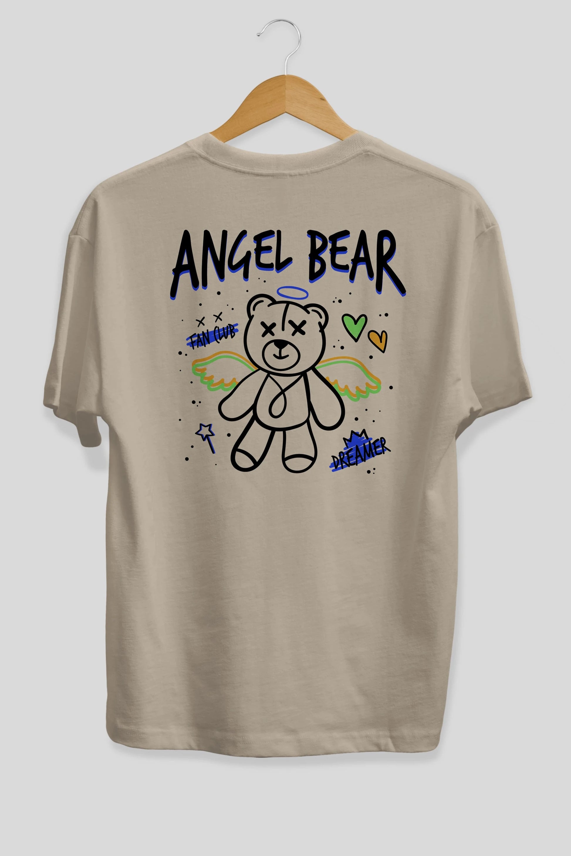 Angel Bear Arka Baskılı Oversize t-shirt Erkek Kadın Unisex