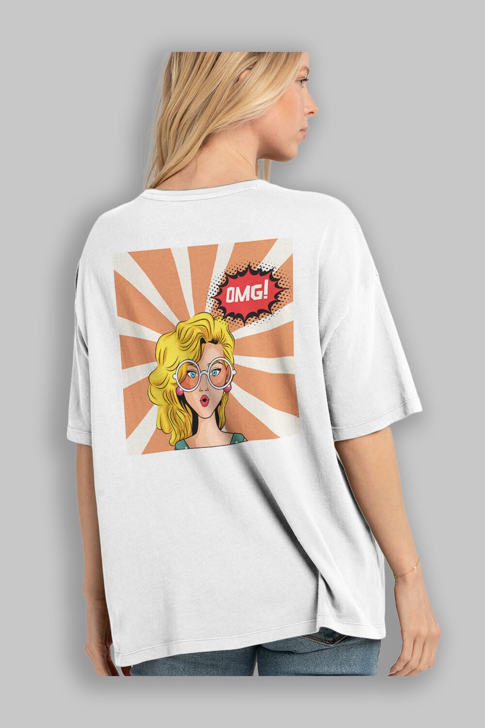 OMG Yazılı Retro Arka Baskılı Oversize t-shirt Erkek Kadın Unisex