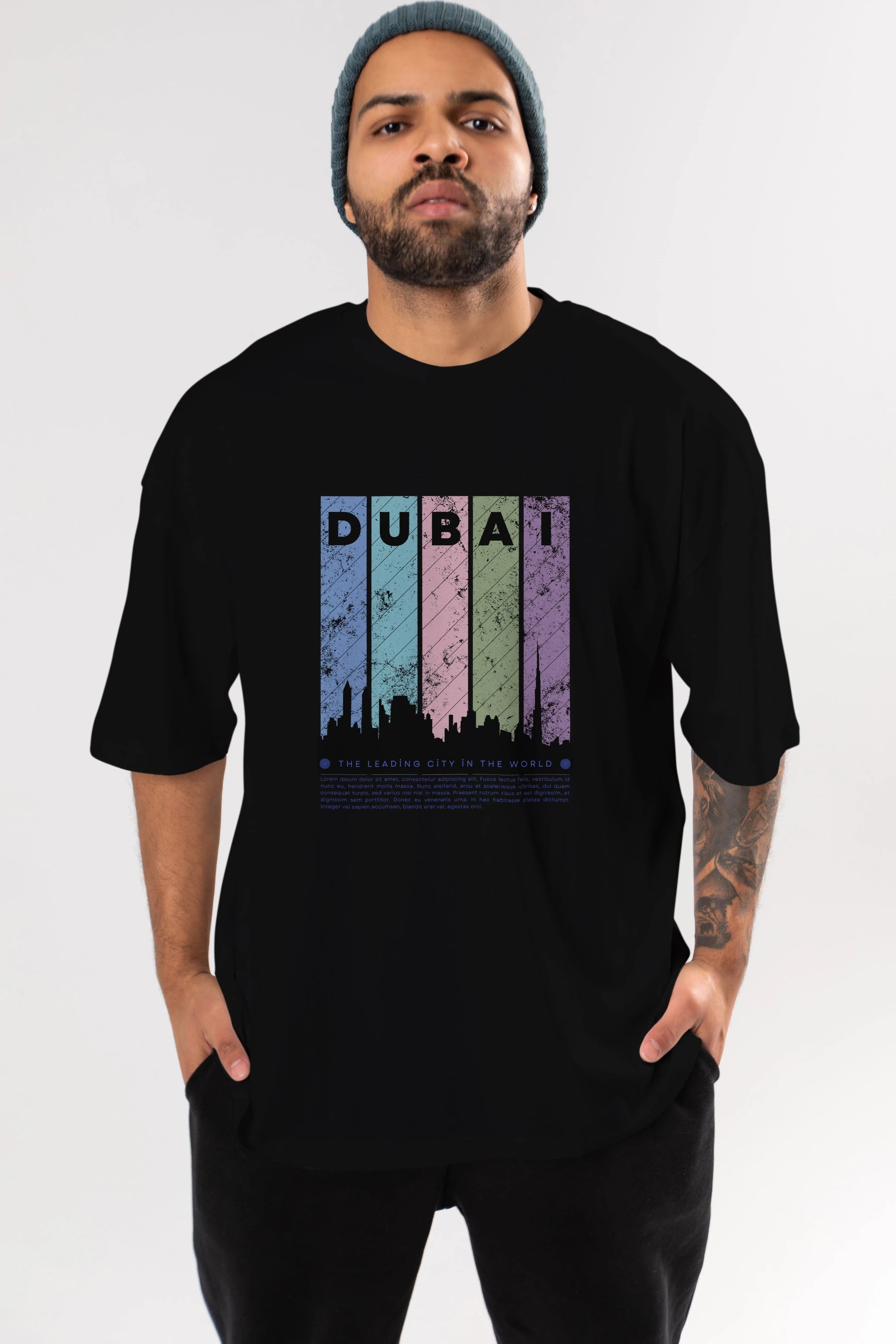 Dubai Yazılı Ön Baskılı Oversize t-shirt Erkek Kadın Unisex