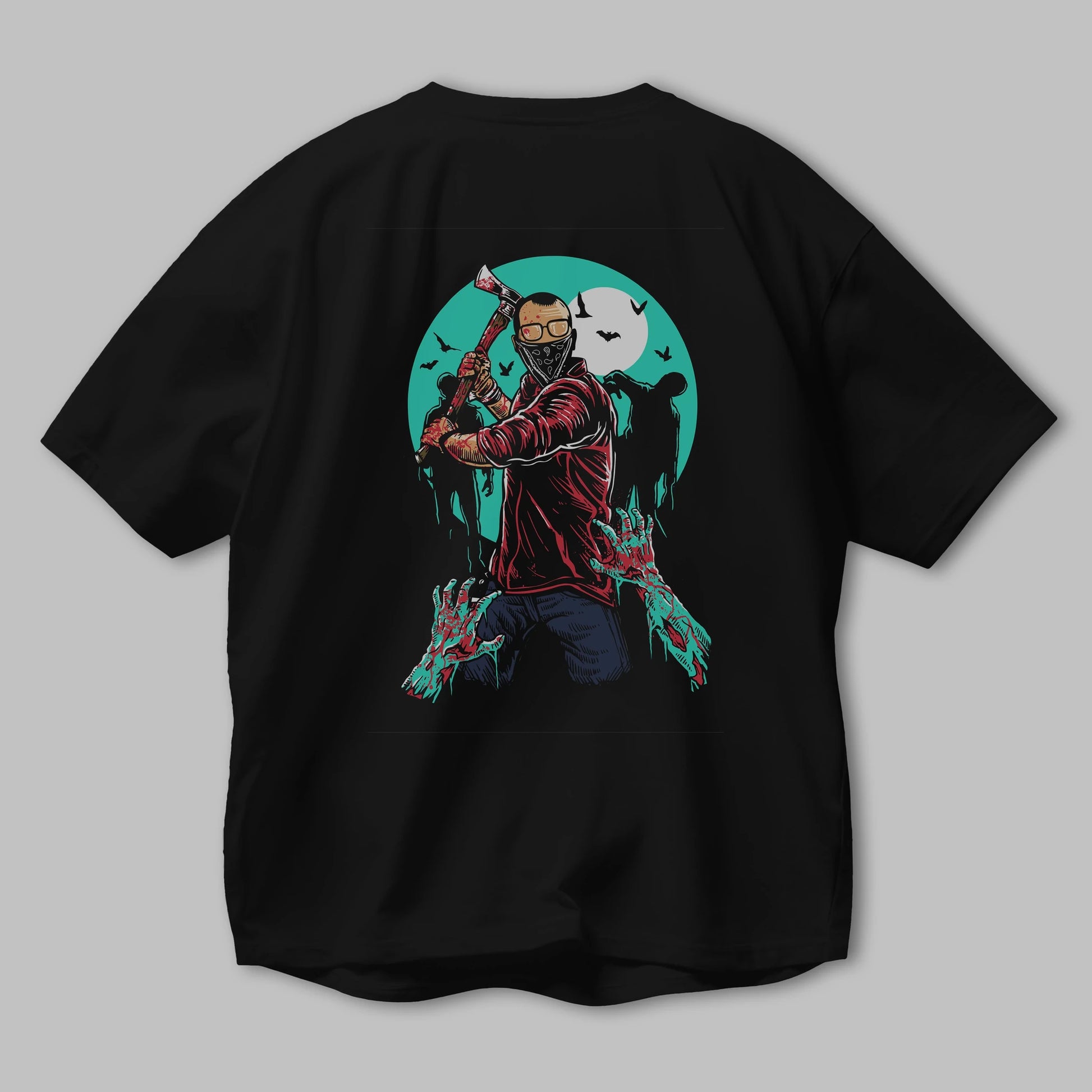 Zombie Killer Arka Baskılı Oversize t-shirt Erkek Kadın Unisex %100 Pamuk