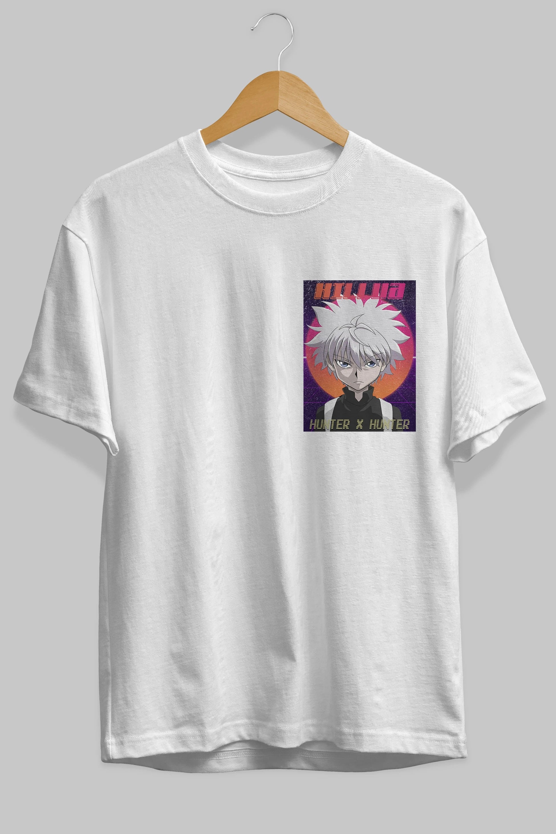 Killua Zoldyck 12 1 Ön Sol Baskılı Oversize t-shirt Erkek Kadın Unisex %100 Pamuk Bisiklet Yaka tişort