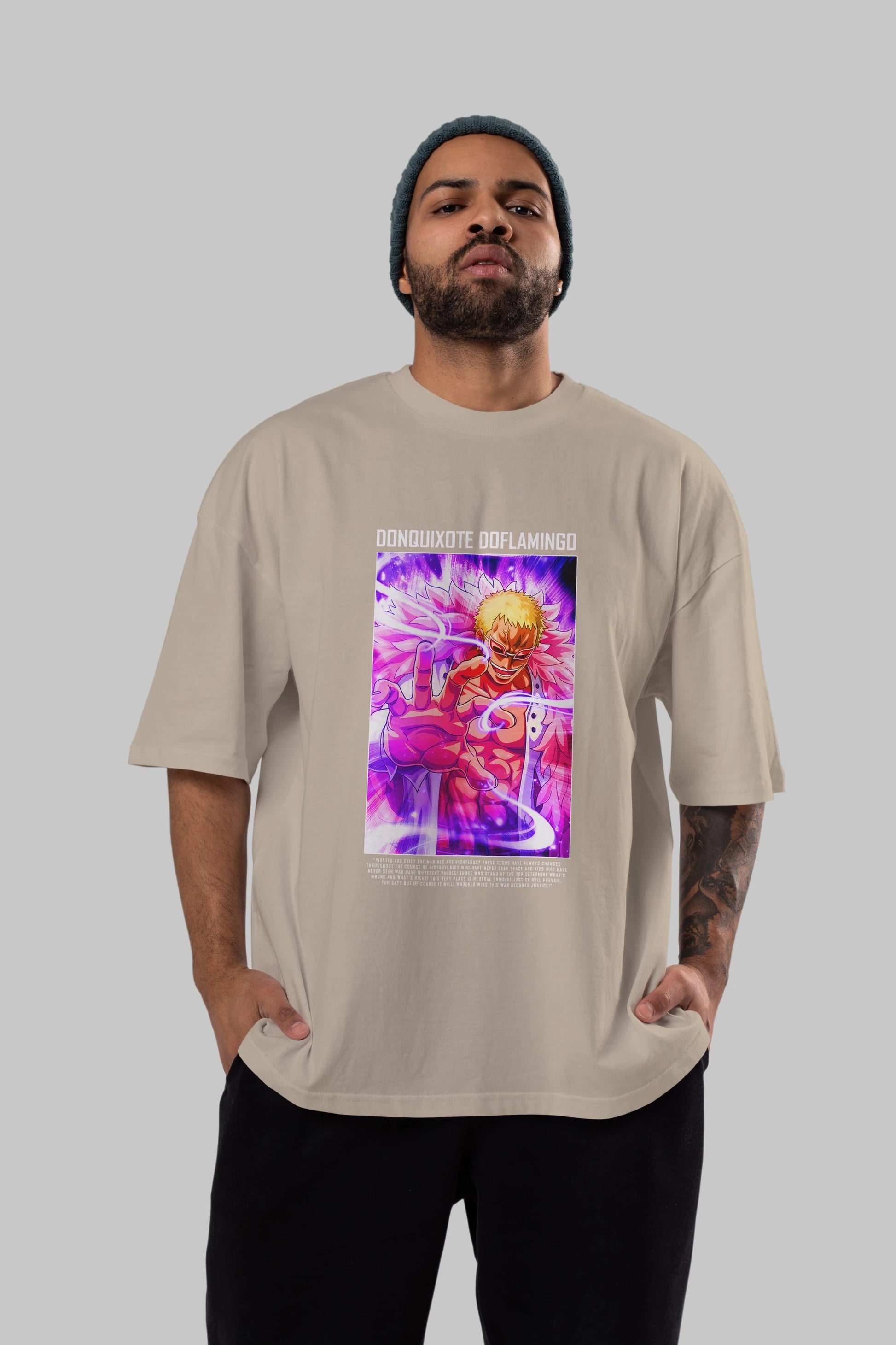 Doflamingo Anime Ön Baskılı Oversize t-shirt Erkek Kadın Unisex