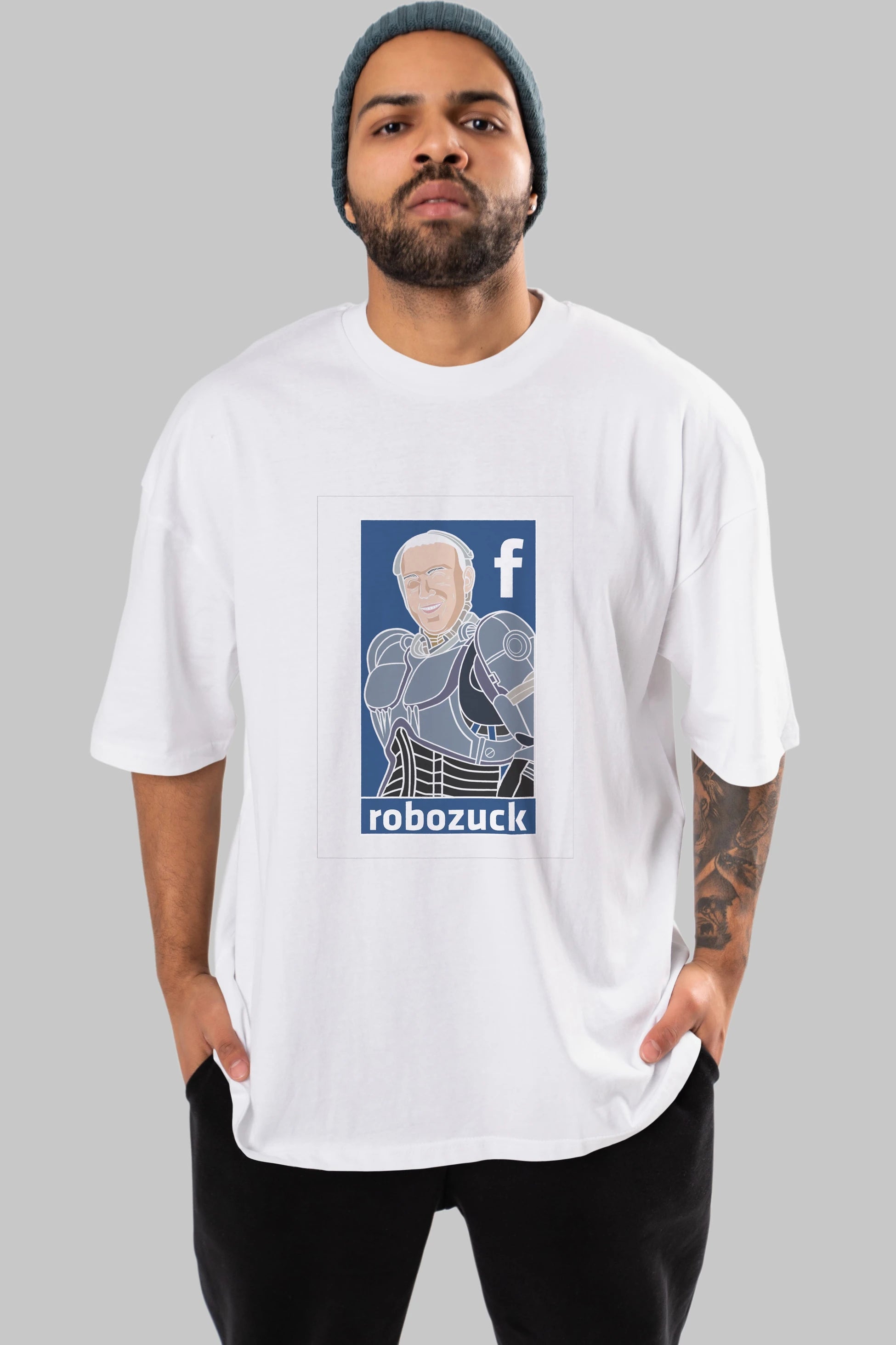 Robozuck Ön Baskılı Oversize t-shirt Erkek Kadın Unisex %100 Pamuk tişort