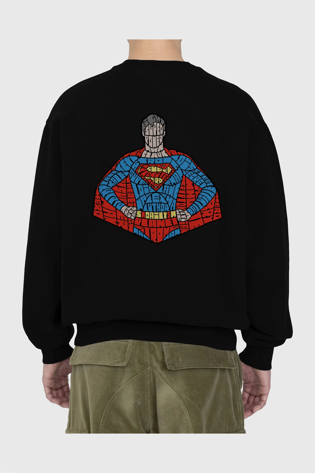 Kryptonian Arka Baskılı Oversize Sweatshirt Erkek Kadın Unisex