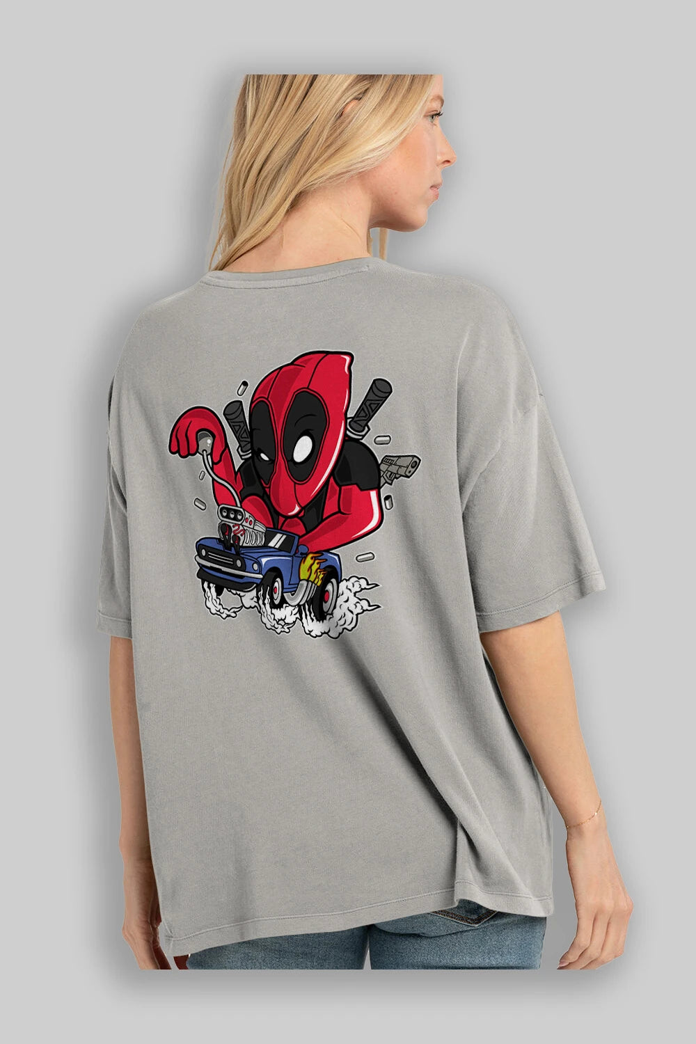Deadpool (21) Arka Baskılı Oversize t-shirt Erkek Kadın Unisex %100 Pamuk Bisiklet Yaka tişort