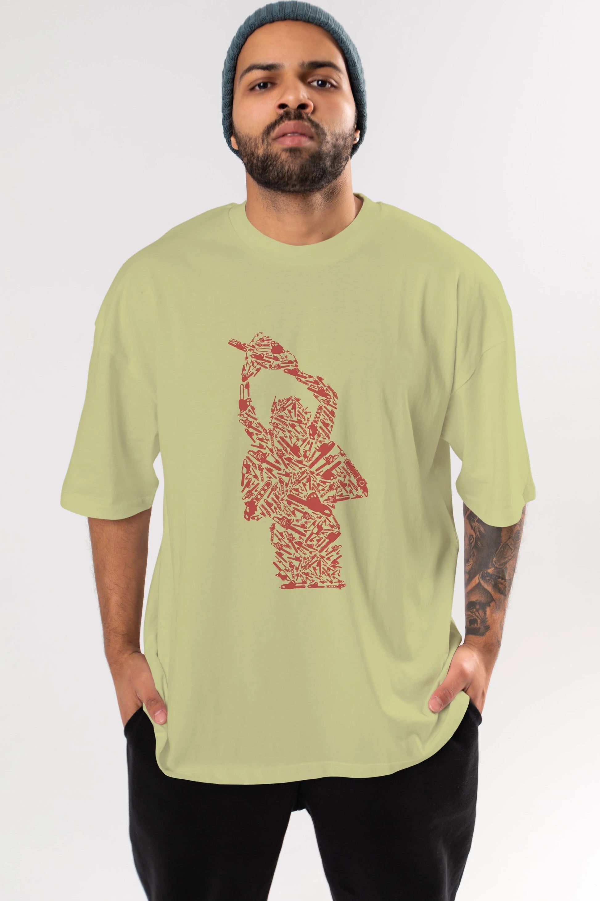 Chainsaw Ön Baskılı Oversize t-shirt %100 pamuk Erkek Kadın Unisex