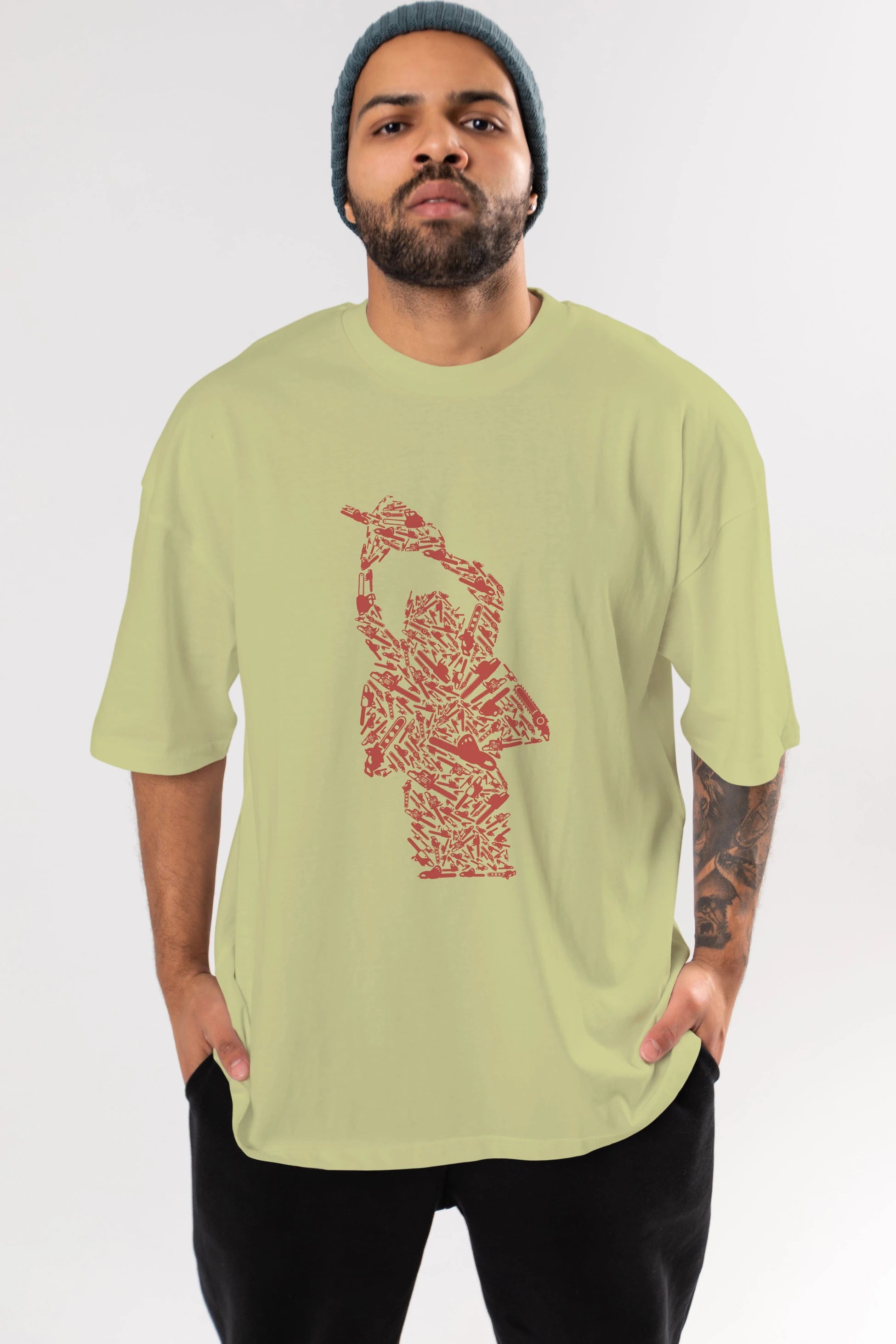 Chainsaw Ön Baskılı Oversize t-shirt %100 pamuk Erkek Kadın Unisex