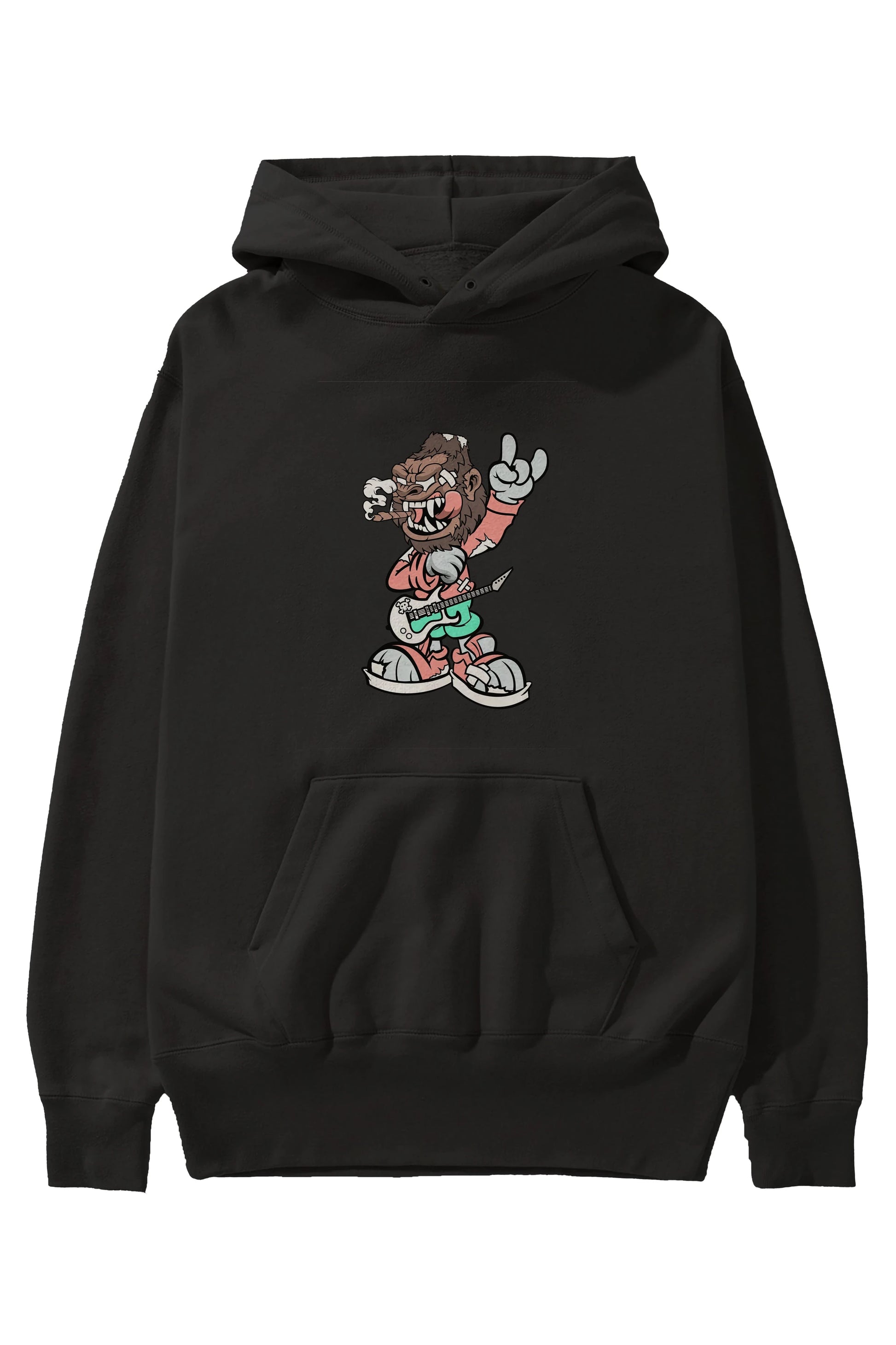 Gorilla Rockstar Ön Baskılı Hoodie Oversize Kapüşonlu Sweatshirt Erkek Kadın Unisex