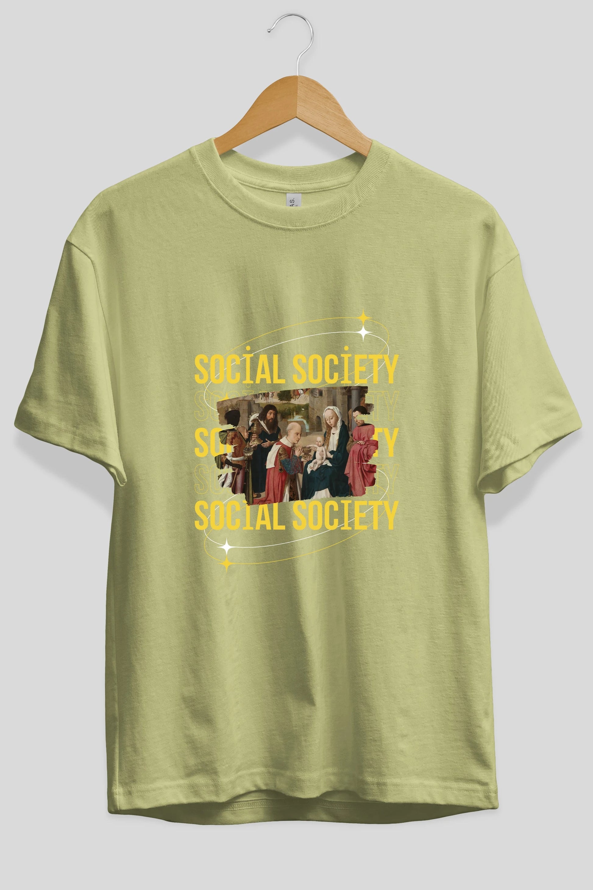 Social Society Yazılı Ön Baskılı Oversize t-shirt Erkek Kadın Unisex