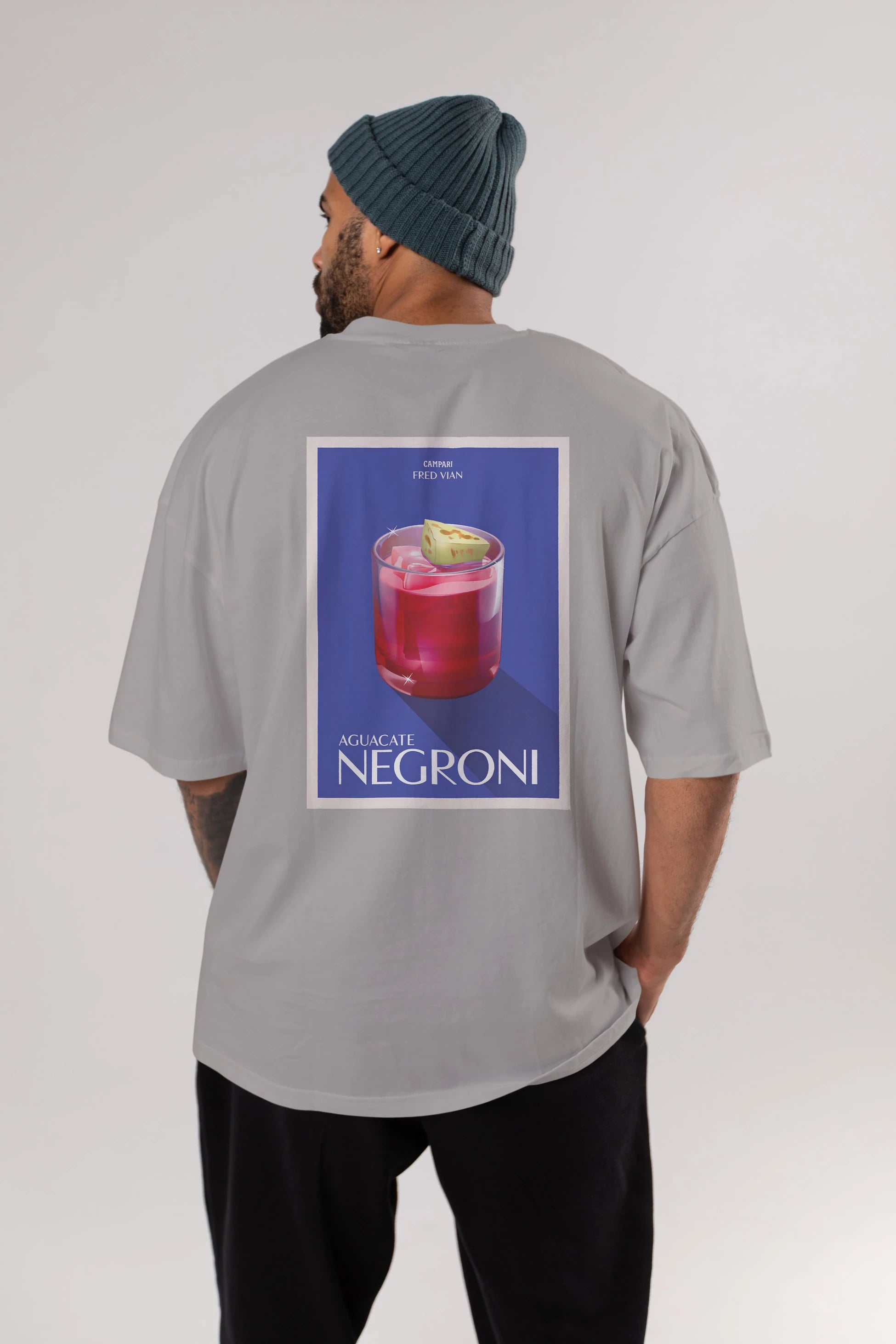 Aguacate Negroni Arka Baskılı Oversize t-shirt Erkek Kadın Unisex %100 Pamuk Bisiklet Yaka tişort