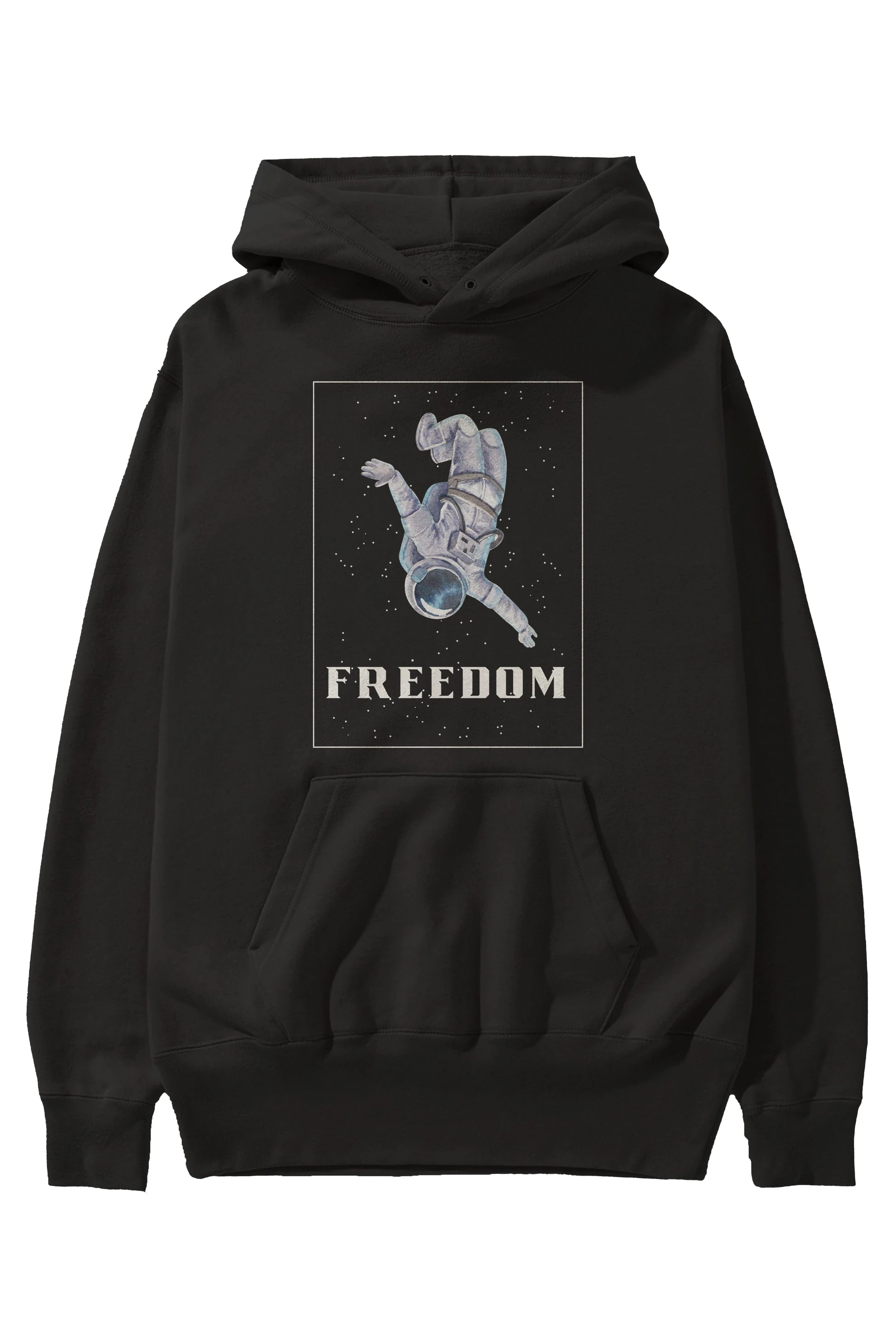 Freedom Astronaut Ön Baskılı Oversize Hoodie Kapüşonlu Sweatshirt Erkek Kadın Unisex