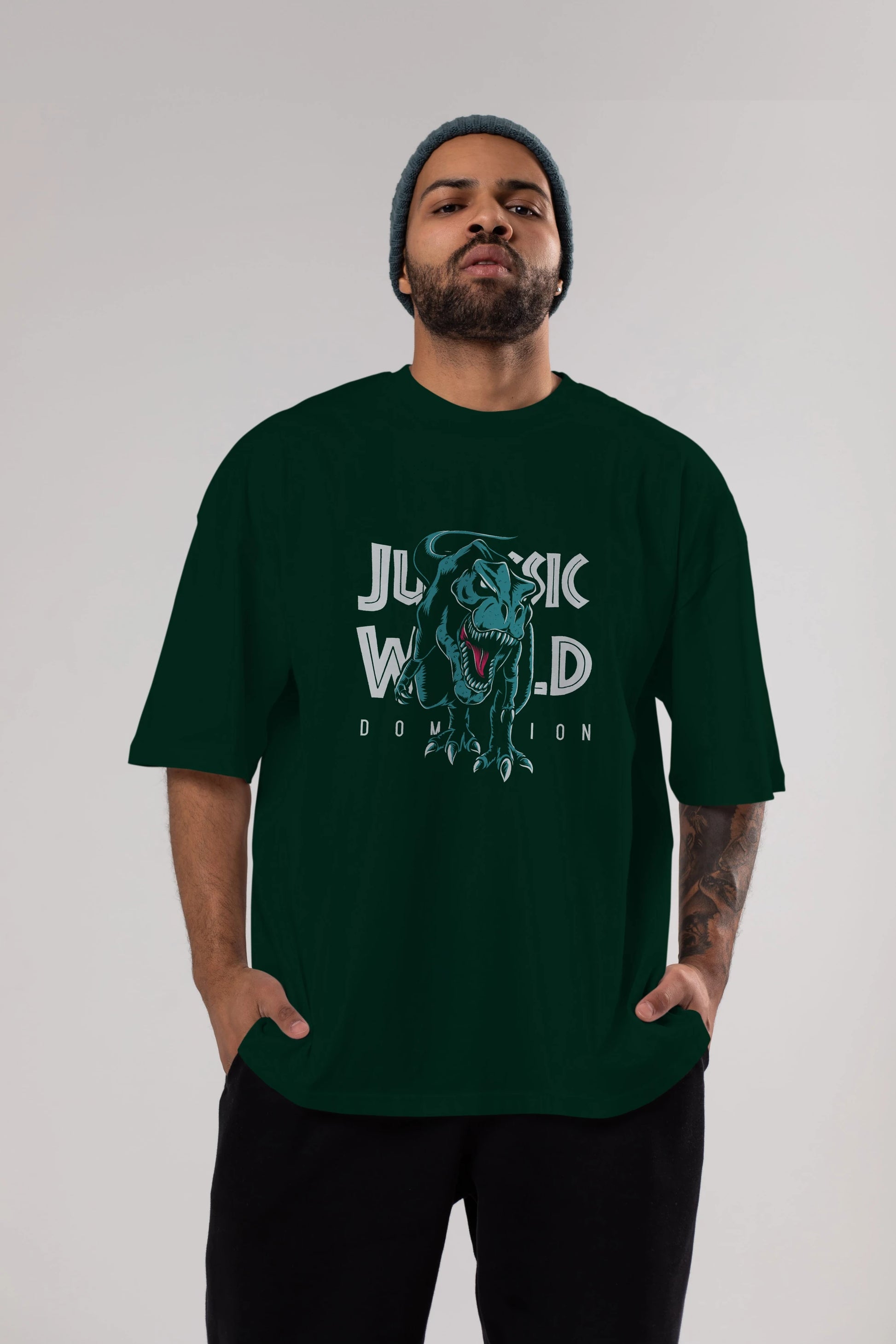 Jurassic Park (1) Ön Baskılı Oversize t-shirt Erkek Kadın Unisex %100 Pamuk Bisiklet Yaka tişort