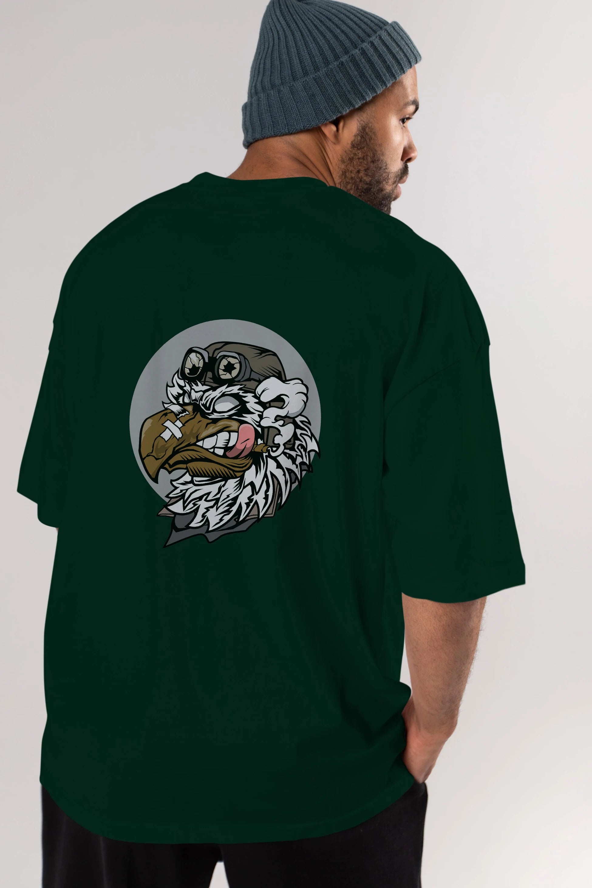 Bird Pilot Arka Baskılı Oversize t-shirt Erkek Kadın Unisex %100 Pamuk tişort