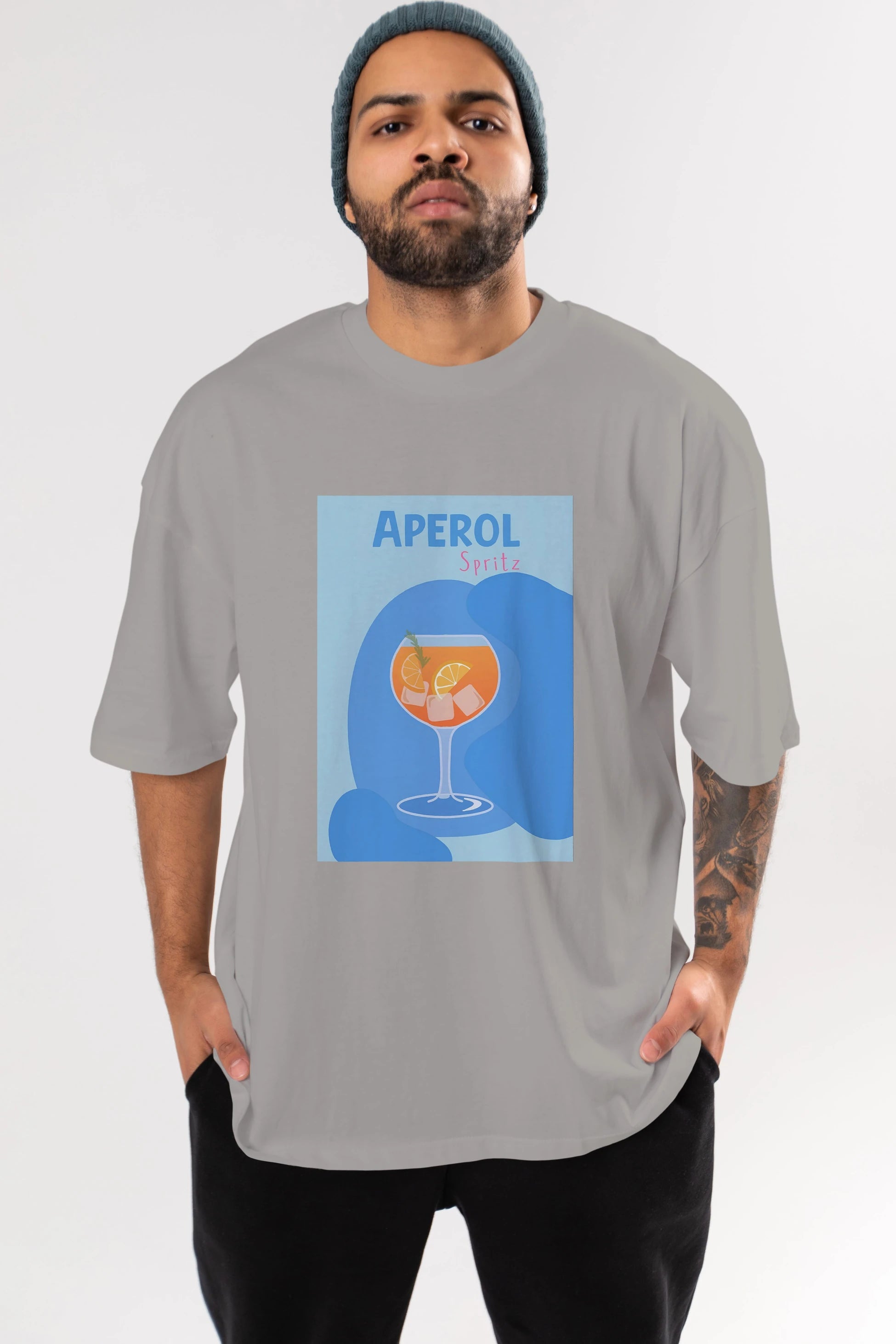 Aperol Spritz 10 Ön Baskılı Oversize t-shirt Erkek Kadın Unisex %100 Pamuk Bisiklet Yaka tişort