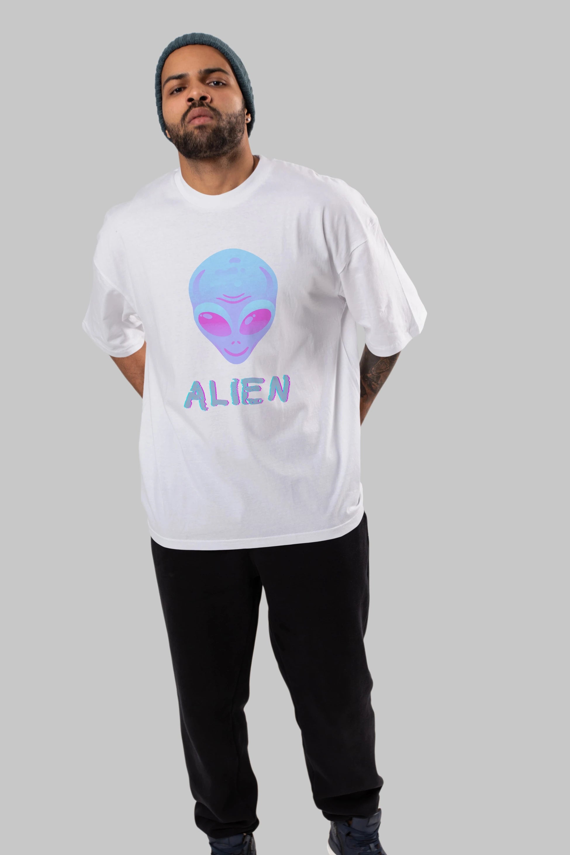 Alien Ön Baskılı Oversize t-shirt Erkek Kadın Unisex