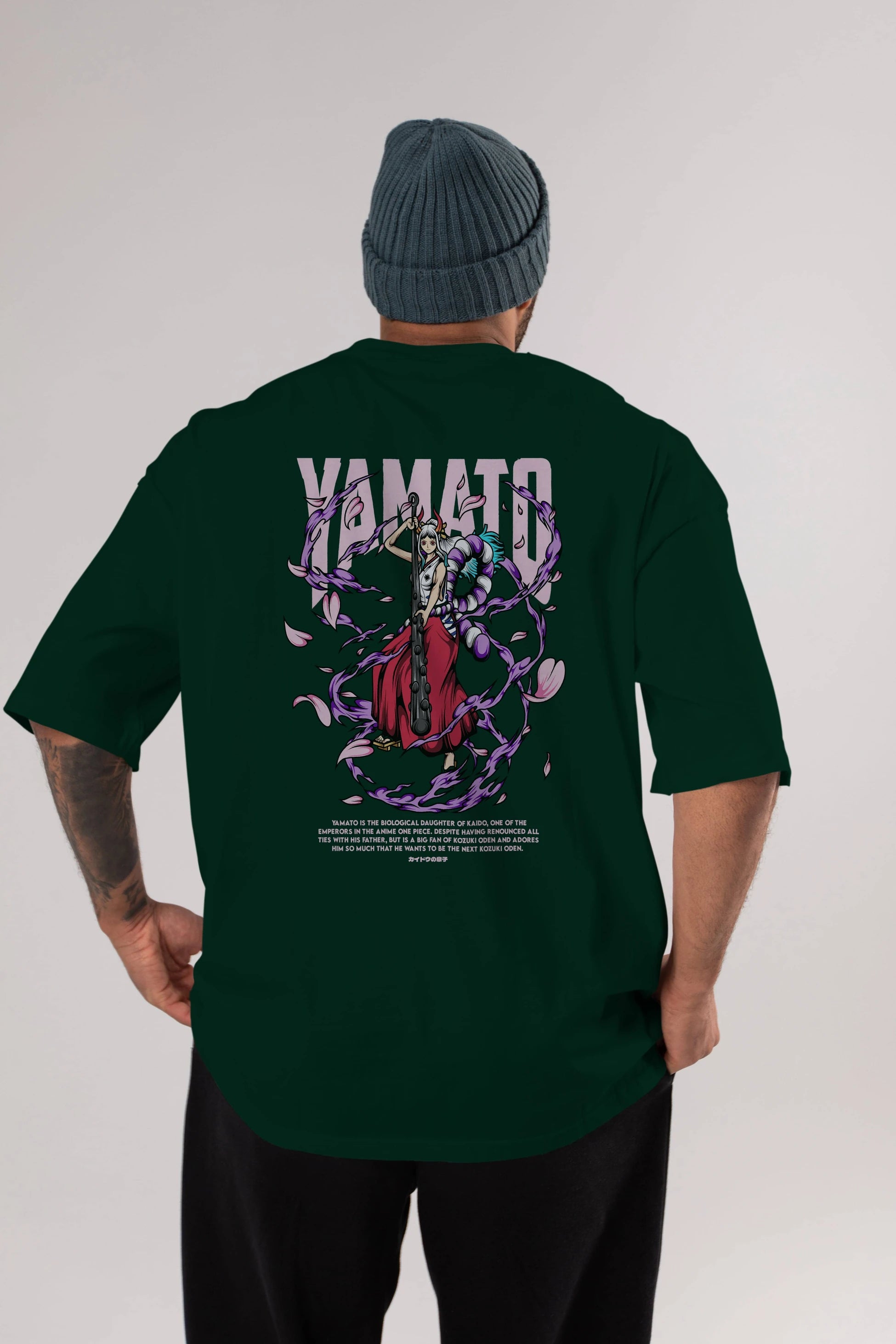 Yamato Anime Arka Baskılı Oversize t-shirt Erkek Kadın Unisex