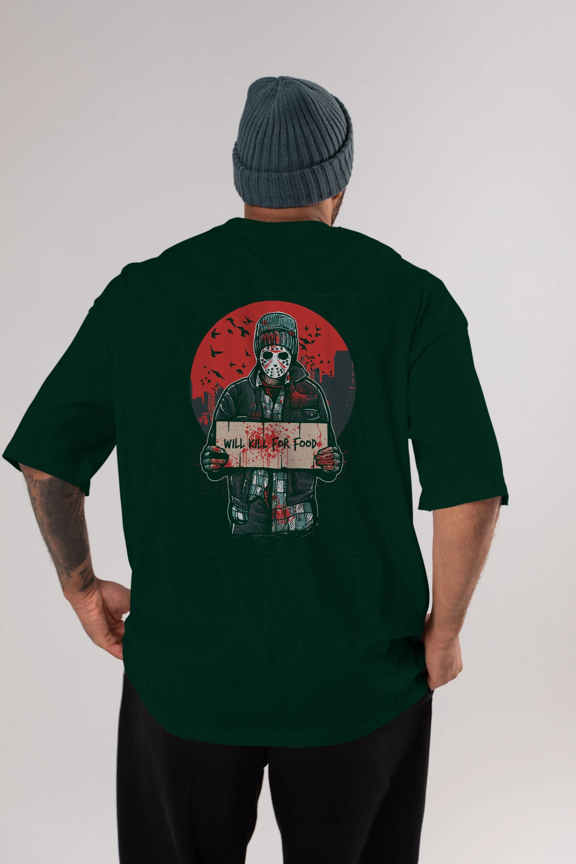 Kill For Food Arka Baskılı Oversize t-shirt Erkek Kadın Unisex %100 Pamuk