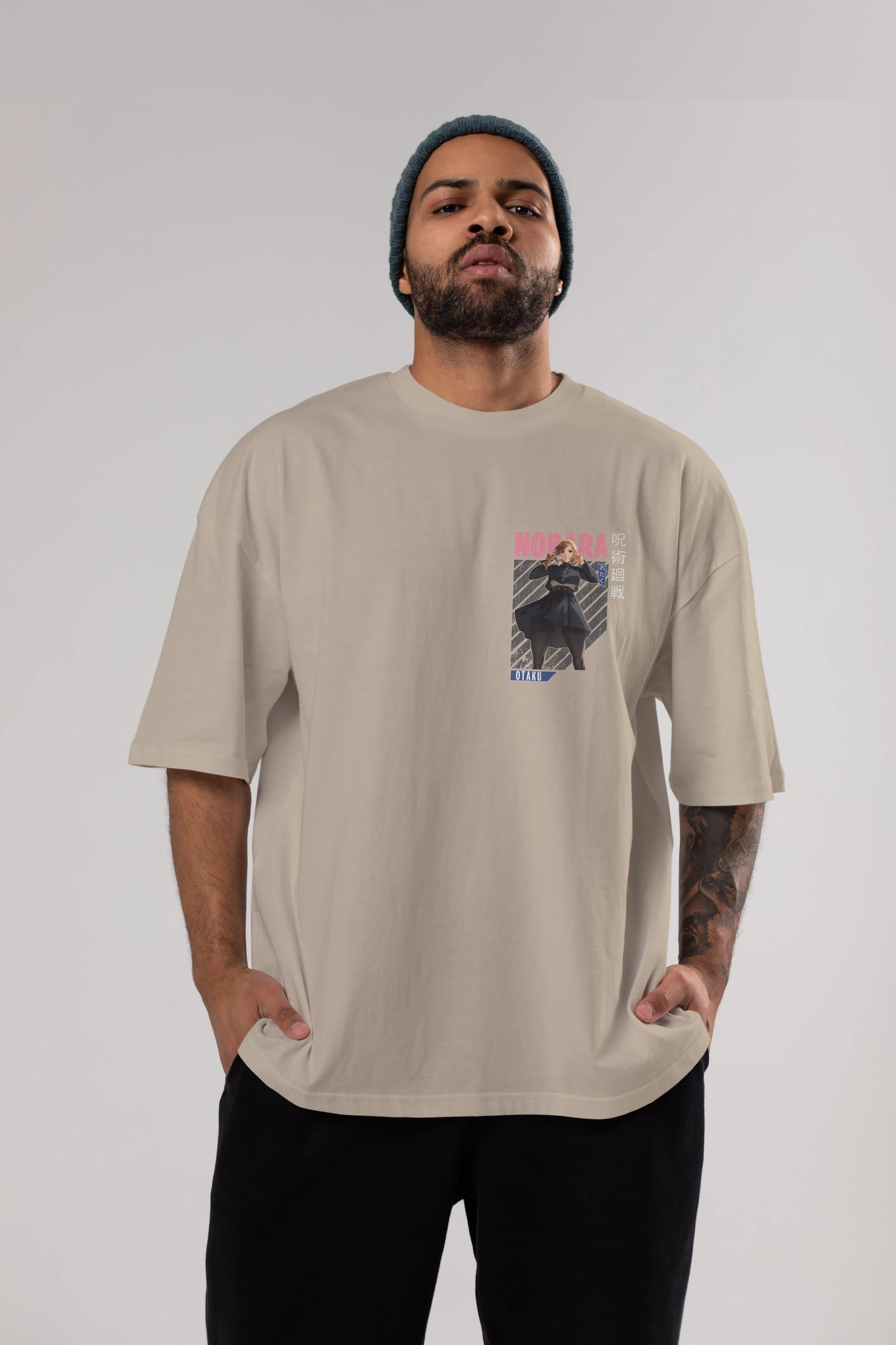 Nobara Kugisaki 4 Ön Sol Baskılı Oversize t-shirt Erkek Kadın Unisex %100 Pamuk Bisiklet Yaka tişort