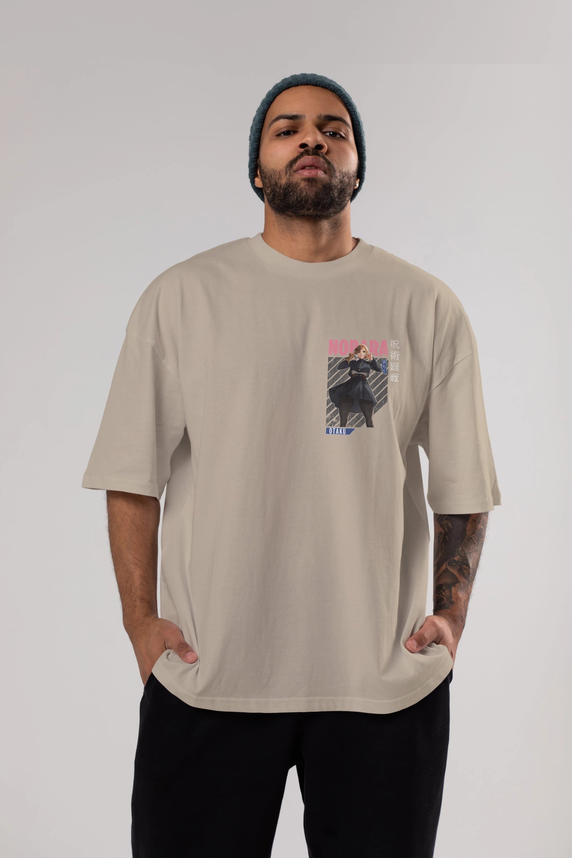 Nobara Kugisaki 4 Ön Sol Baskılı Oversize t-shirt Erkek Kadın Unisex %100 Pamuk Bisiklet Yaka tişort