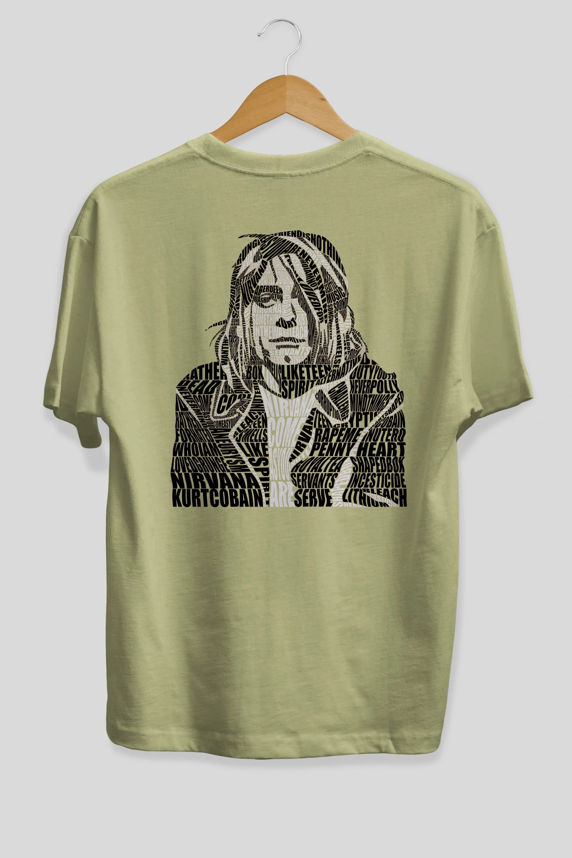 Kurt Cobain Calligram Arka Baskılı Oversize t-shirt %100 pamuk Erkek Kadın Unisex