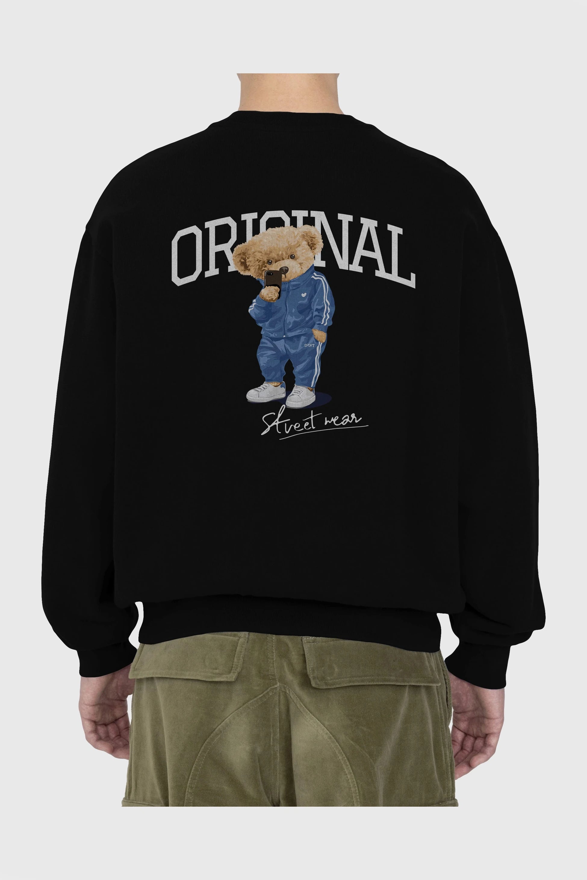 Teddy Bear Original Arka Baskılı Oversize Sweatshirt Erkek Kadın Unisex