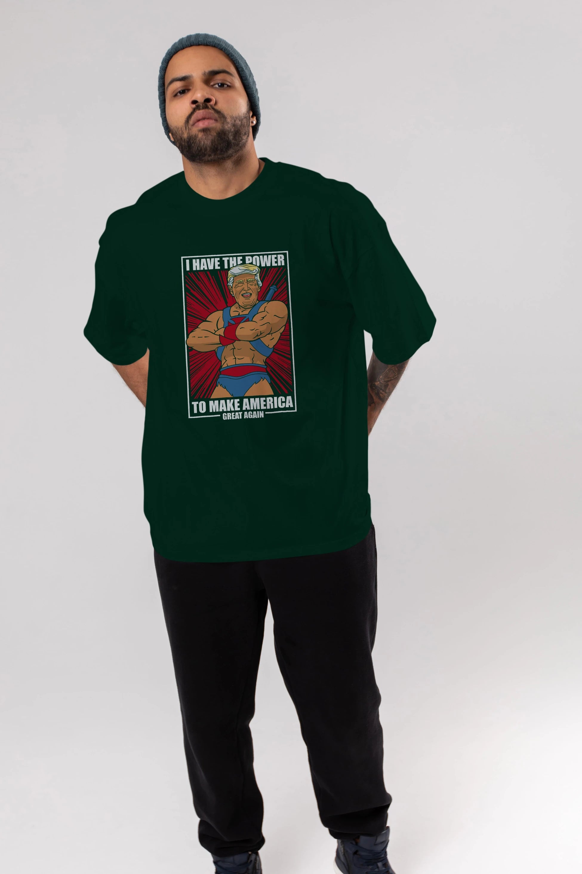 Trump Heman Ön Baskılı Oversize t-shirt Erkek Kadın Unisex %100 Pamuk tişort