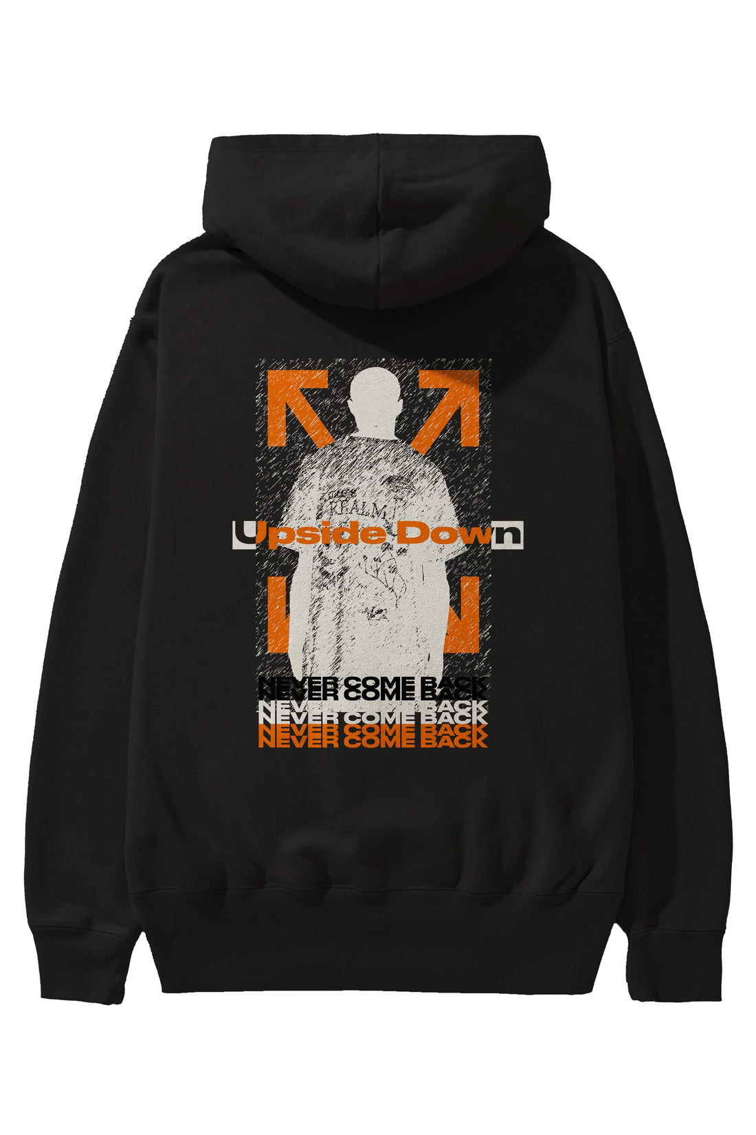 Upside Down Arka Baskılı Hoodie Oversize Kapüşonlu Sweatshirt Erkek Kadın Unisex