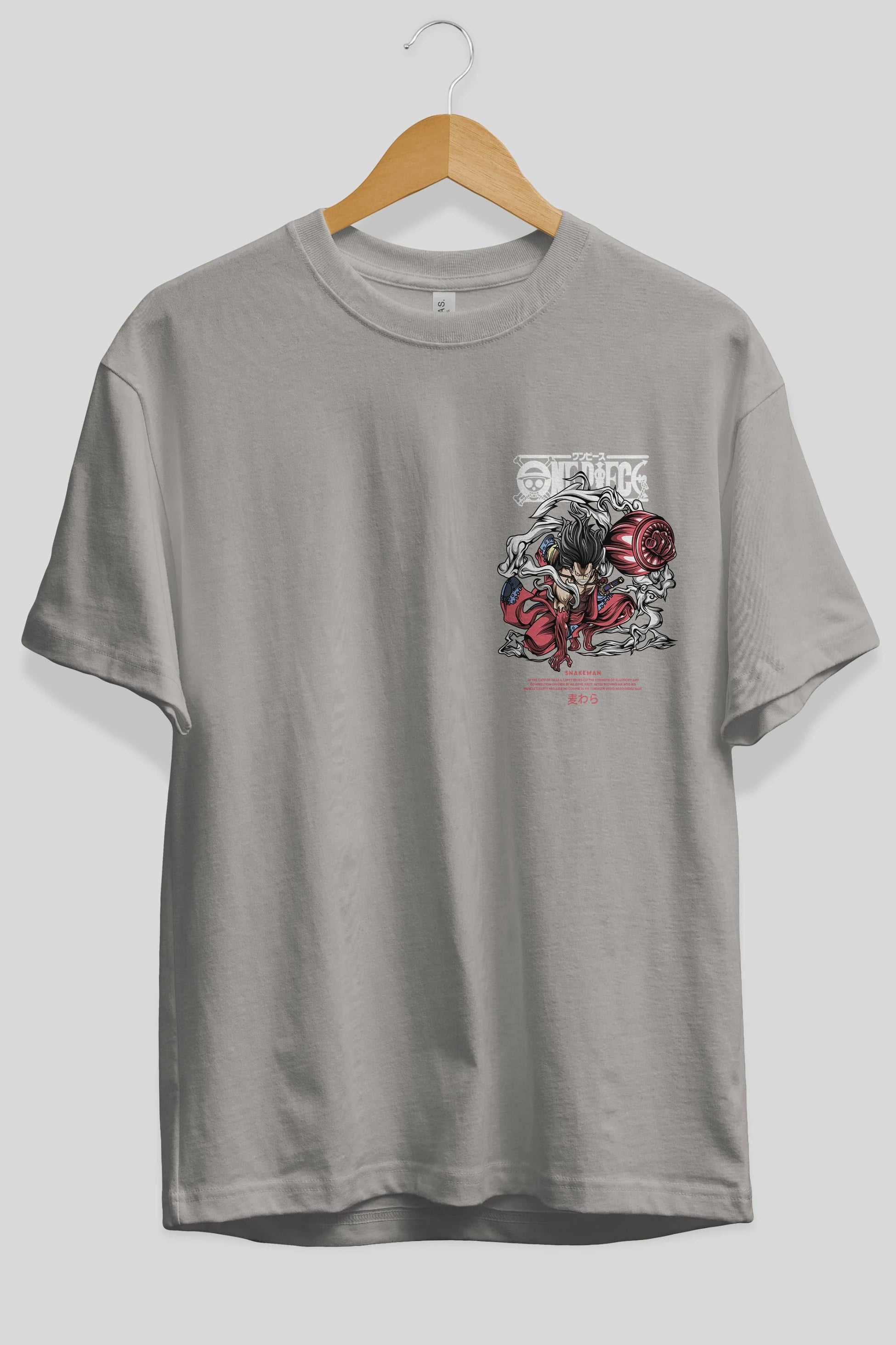 One Piece Snakeman Ön Sol Baskılı Oversize t-shirt Erkek Kadın Unisex %100 Pamuk Bisiklet Yaka tişort