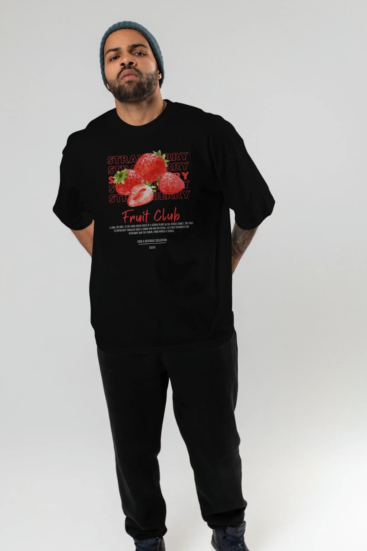 Strawberry Ön Baskılı Oversize t-shirt Erkek Kadın Pamuk Bisiklet Yaka tişort