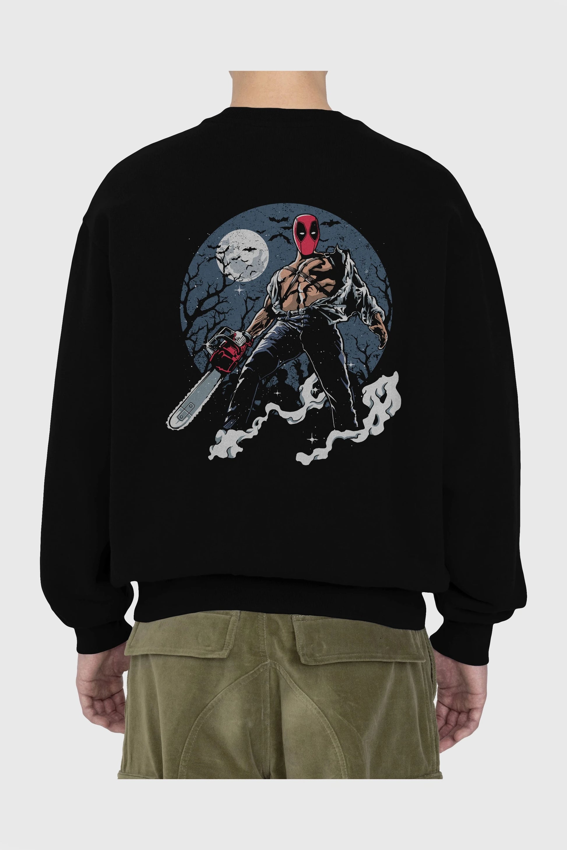 Evil Deadpool Arka Baskılı Oversize Sweatshirt Erkek Kadın Unisex