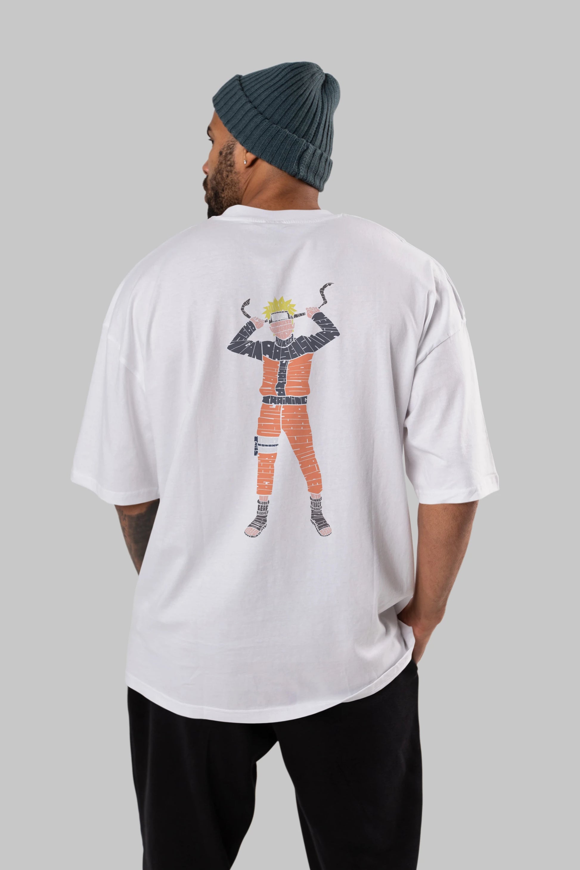 Naruto Arka Baskılı Oversize t-shirt %100 pamuk Erkek Kadın Unisex