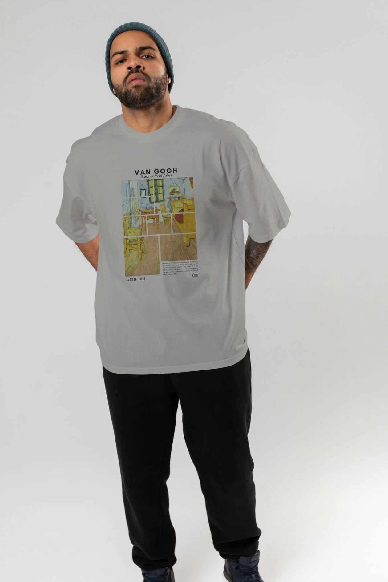 Van Gogh ön Baskılı Oversize t-shirt Erkek Kadın Bisiklet Yaka Pamuk tişort