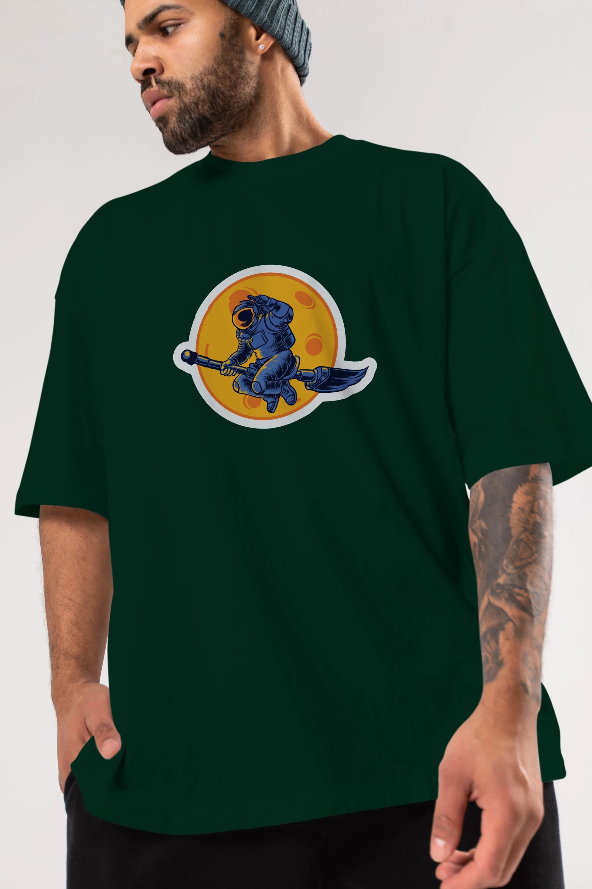 Space Witch Sticker Ön Baskılı Oversize t-shirt Erkek Kadın Unisex