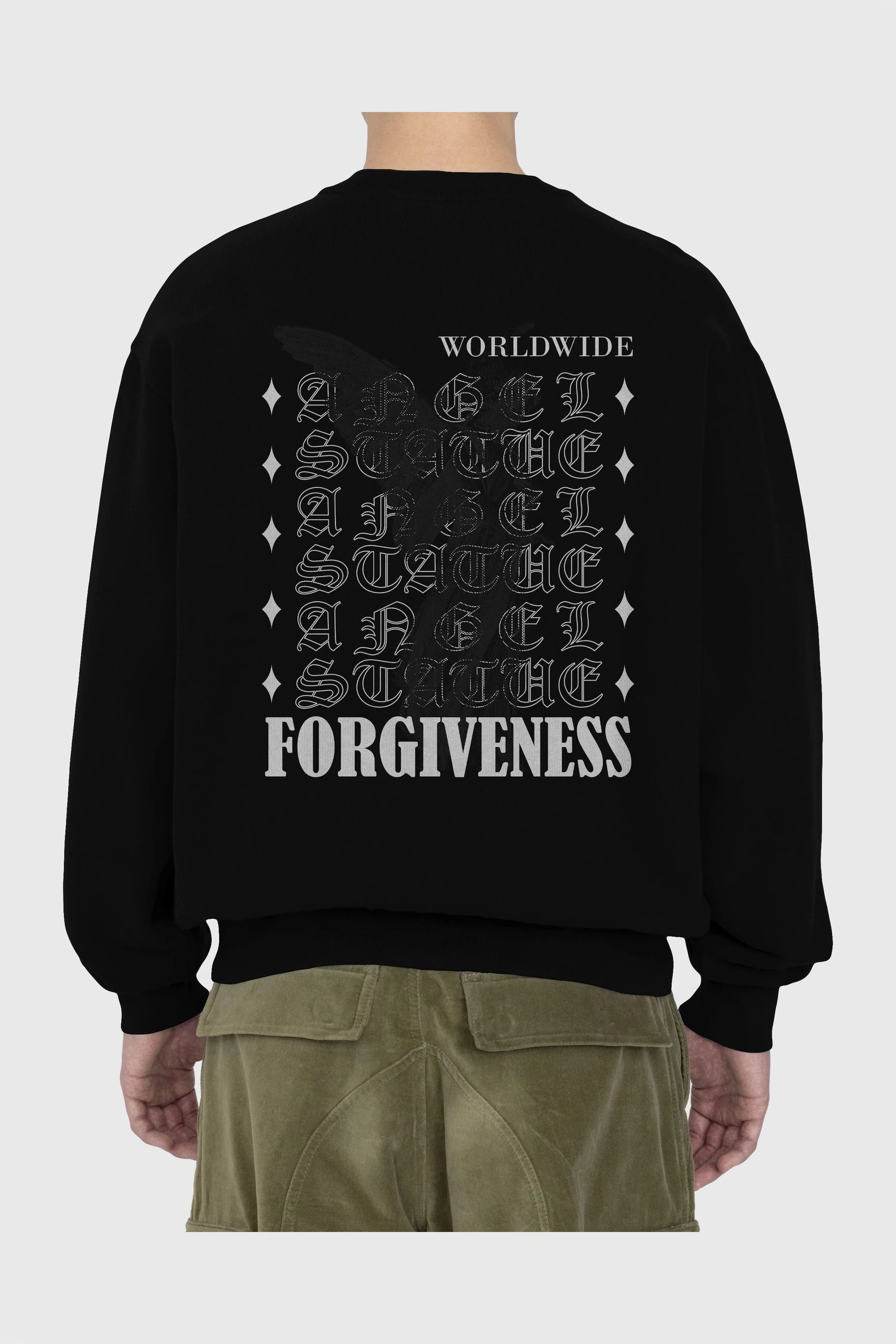 Angel Forgiveness Arka Baskılı Oversize Sweatshirt Erkek Kadın Unisex
