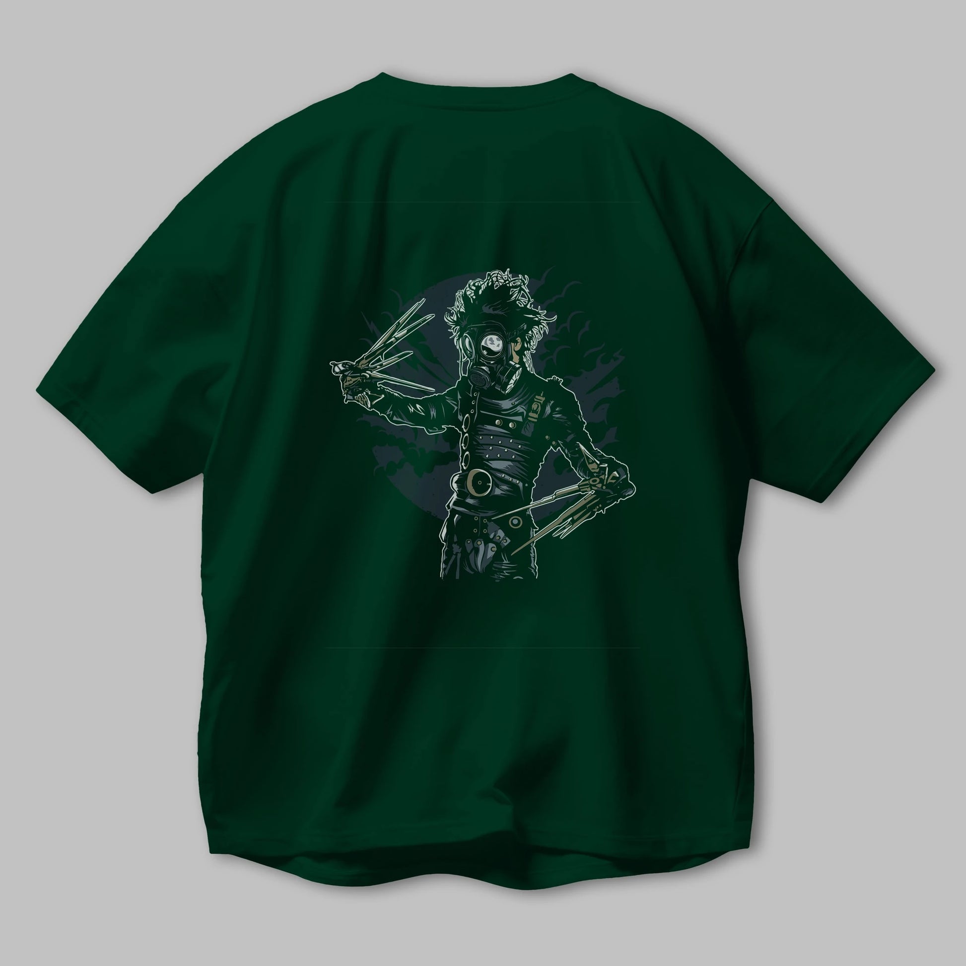 Gas Mask Scissors Arka Baskılı Oversize t-shirt Erkek Kadın Unisex %100 Pamuk