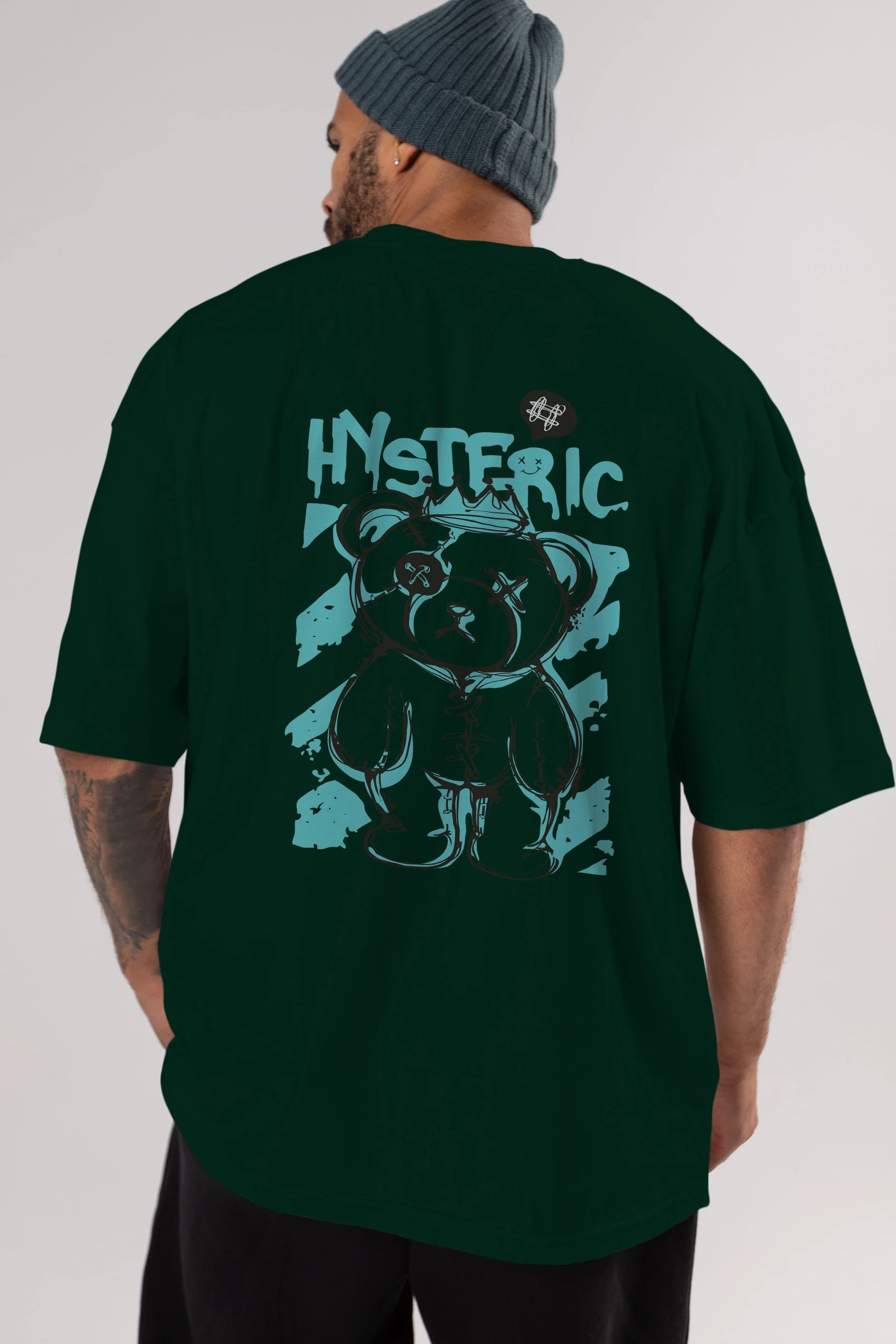 Hysteric Bear Arka Baskılı Oversize t-shirt Erkek Kadın Unisex