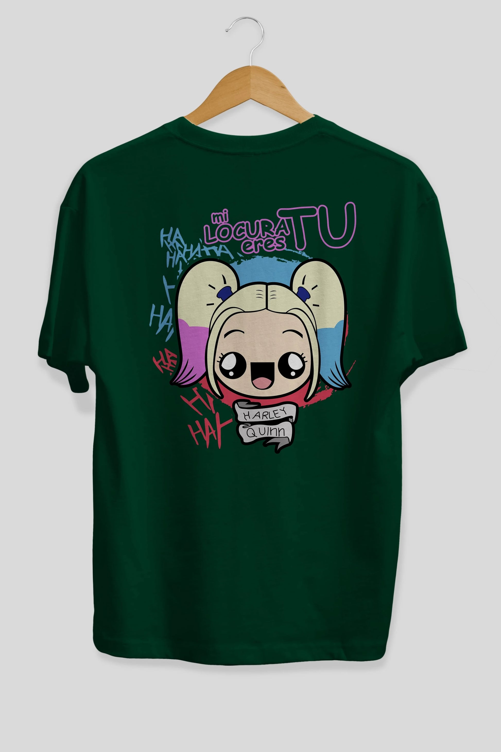 Harley Quinn Arka Baskılı Oversize t-shirt Erkek Kadın Unisex %100 Pamuk Bisiklet Yaka tişort
