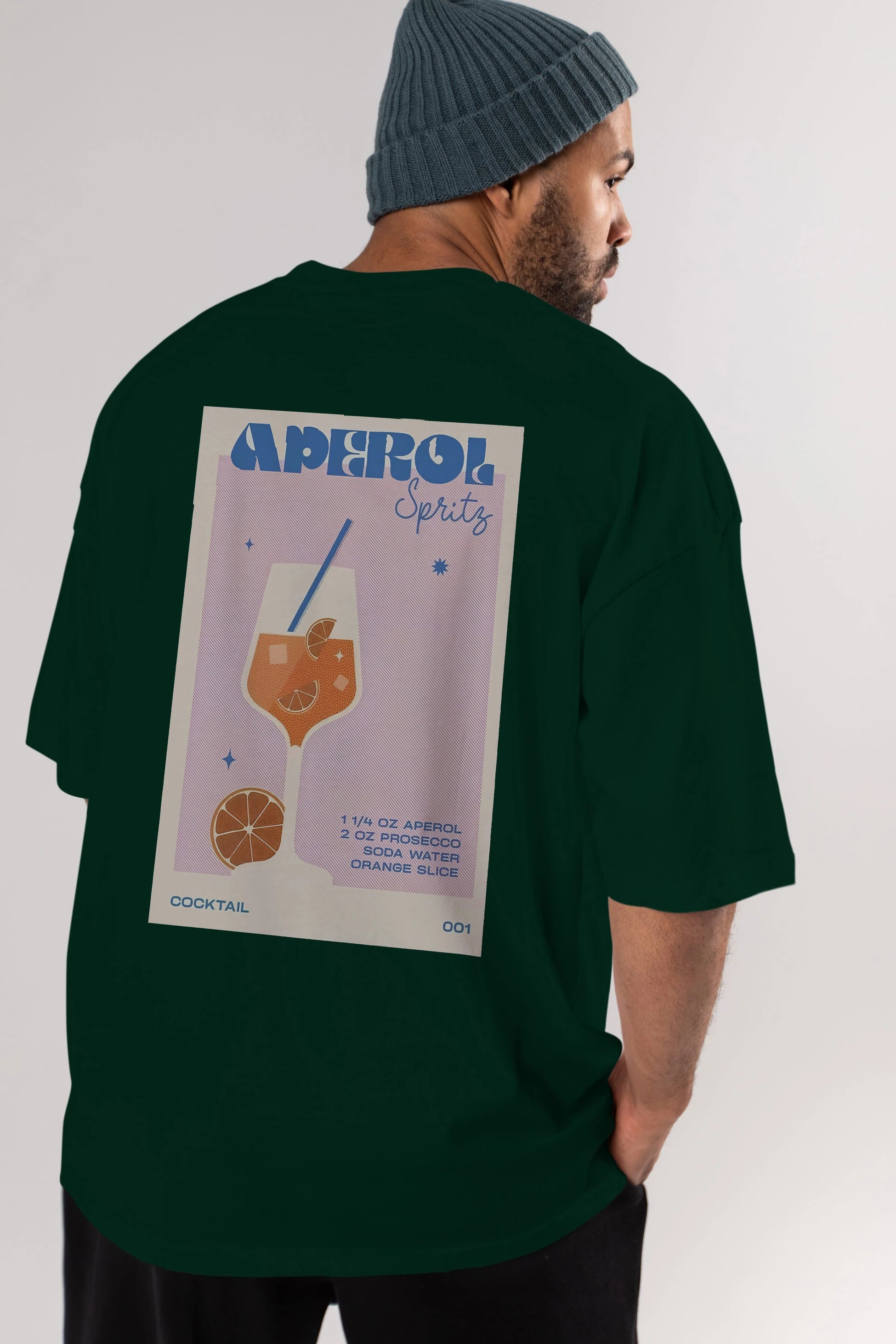 Aperol Spritz Arka Baskılı Oversize t-shirt Erkek Kadın Unisex %100 Pamuk Bisiklet Yaka tişort