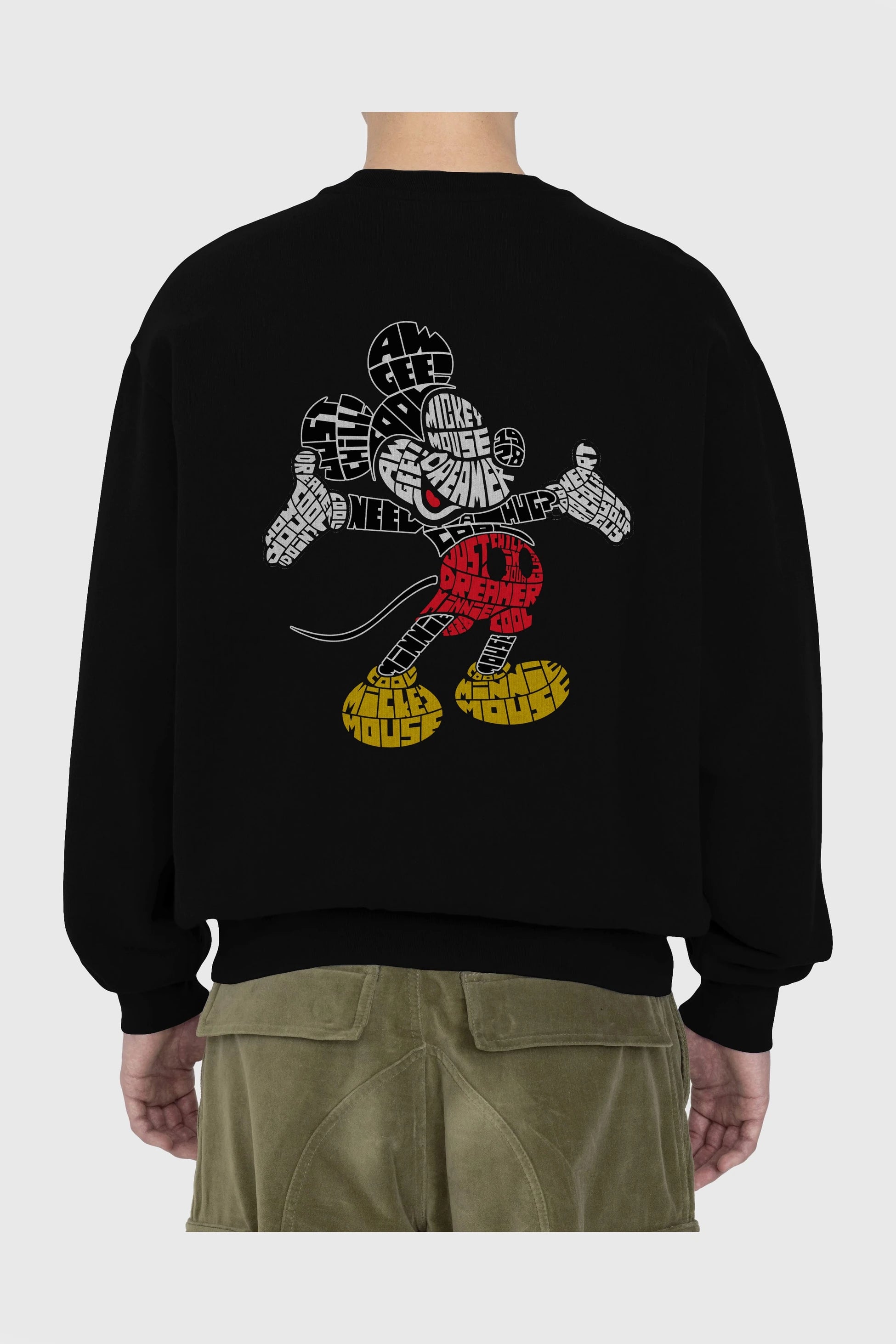 Mickey Arka Baskılı Oversize Sweatshirt Erkek Kadın Unisex