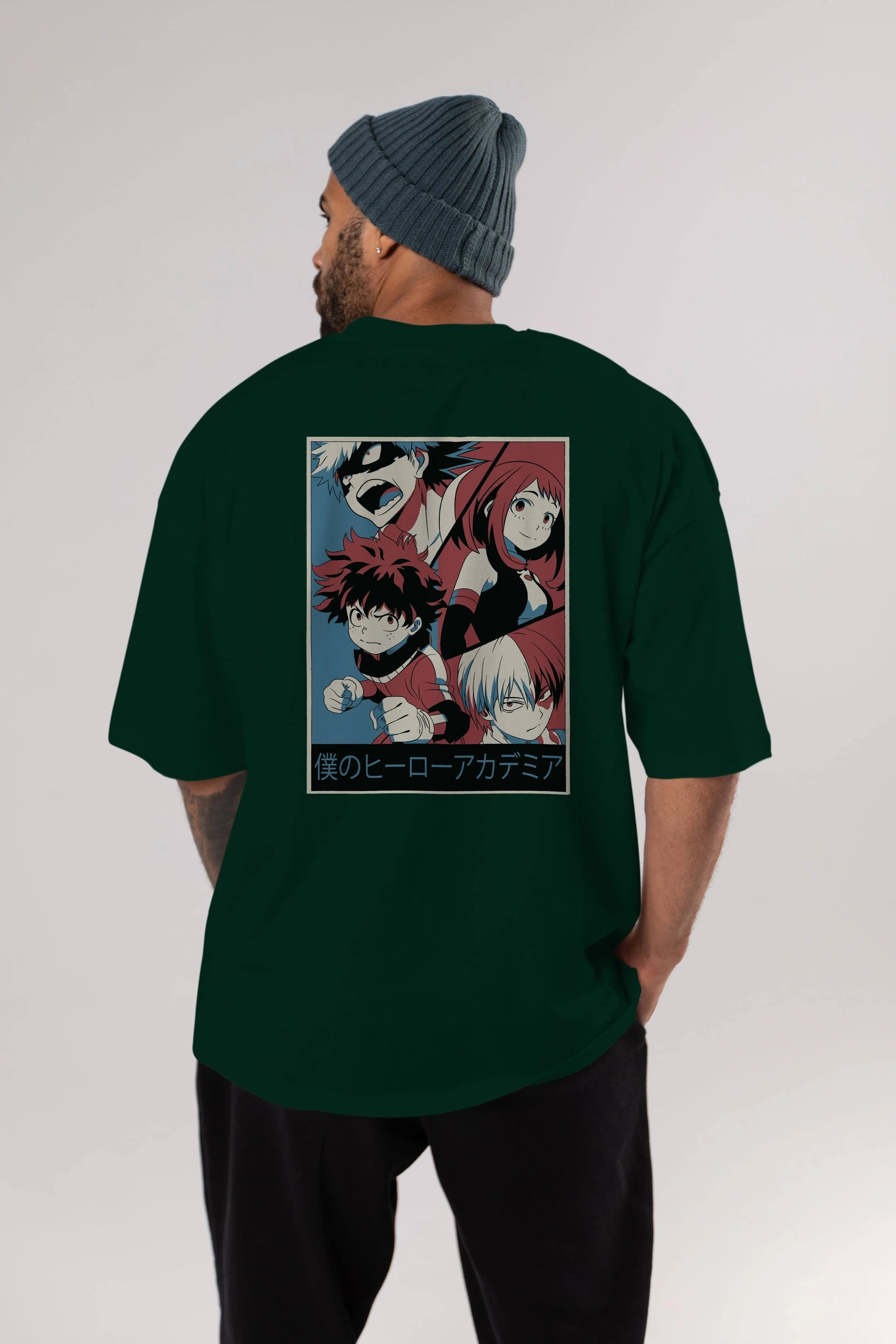 BokuNoHero Anime Arka Baskılı Oversize t-shirt Erkek Kadın Unisex