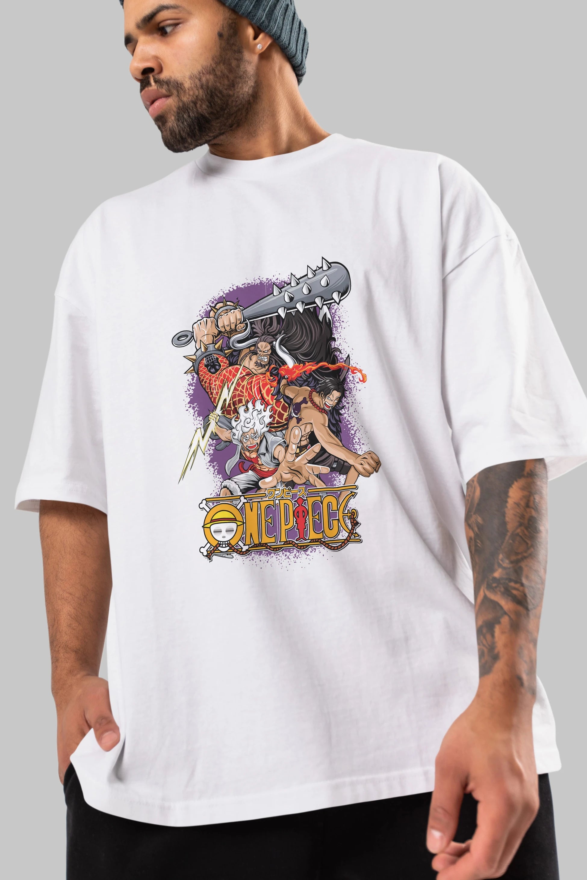 ONE PIECE (6) Anime Ön Baskılı Oversize t-shirt %100 pamuk Erkek Kadın Unisex