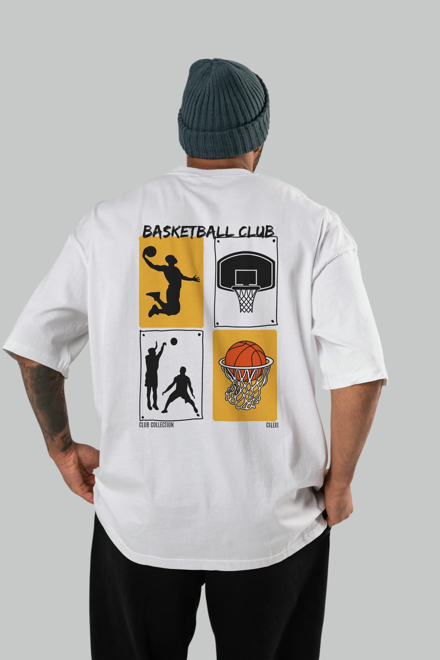 Basketball Club Arka Baskılı Oversize t-shirt Erkek Kadın %100 Pamuk Bisiklet Yaka tişort