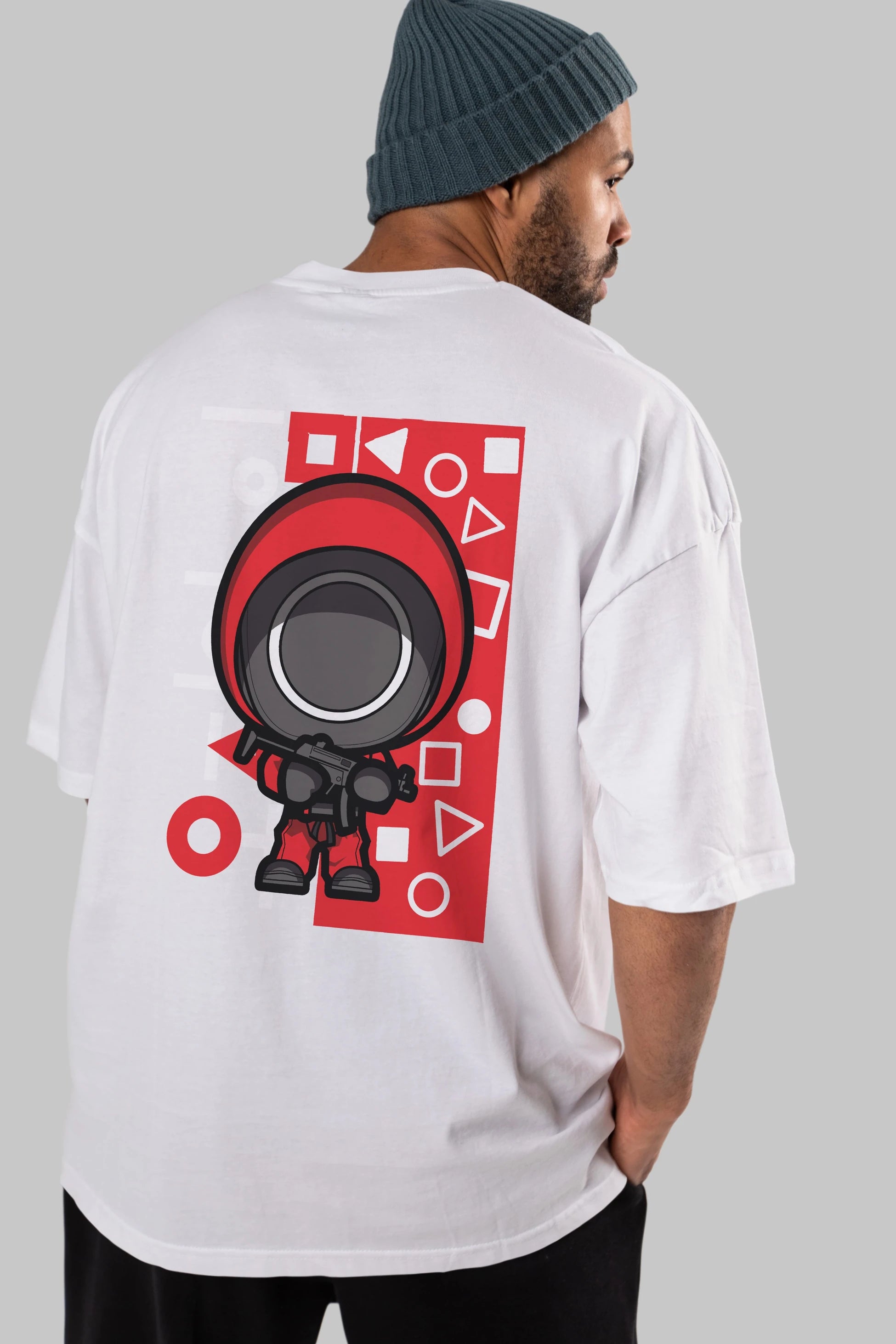 Squid Game (4) Arka Baskılı Oversize t-shirt Erkek Kadın Unisex %100 Pamuk Bisiklet Yaka tişort