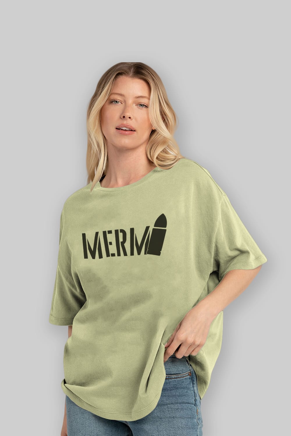 Mermi Ön Baskılı Oversize t-shirt %100 pamuk Erkek Kadın Unisex