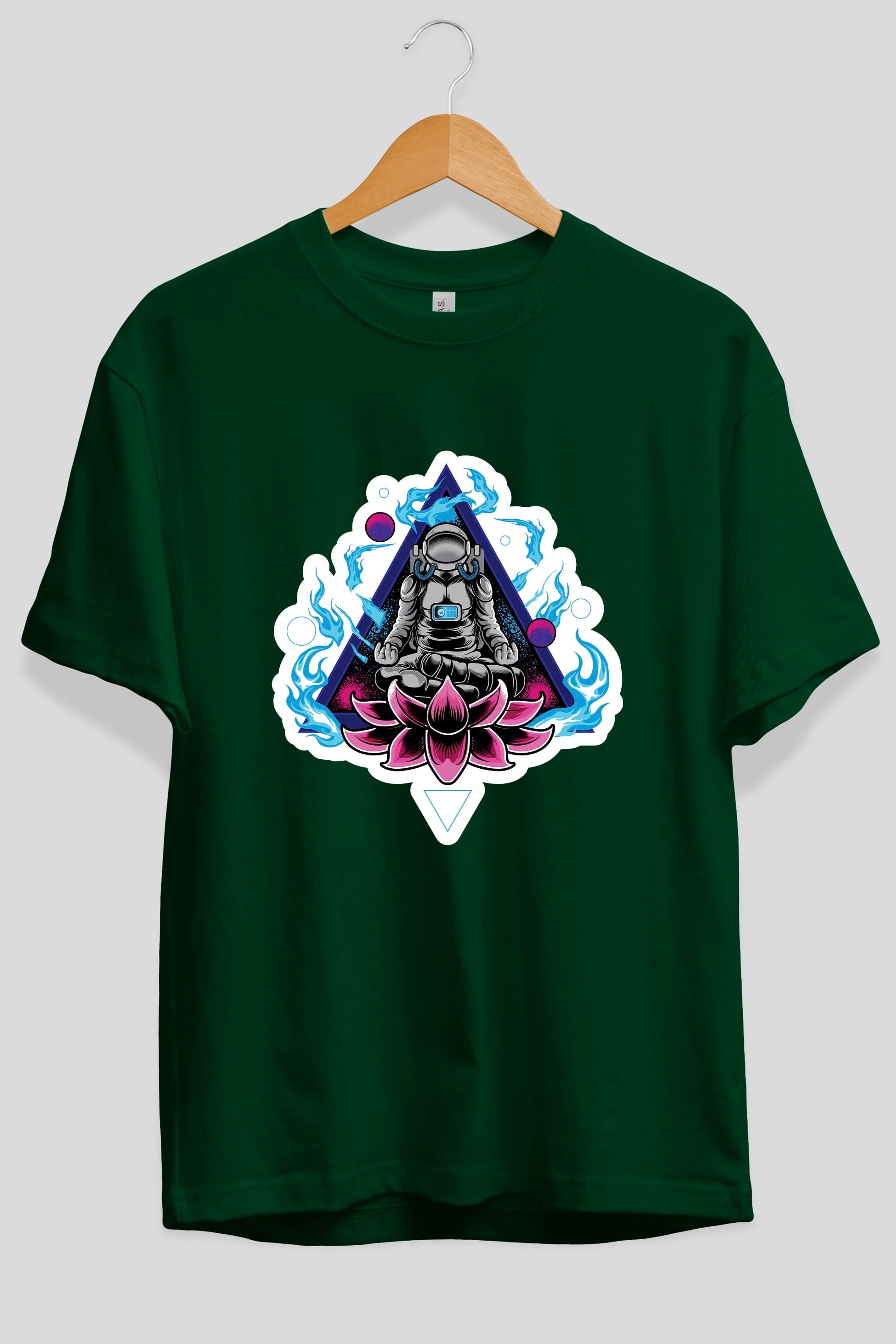 Astronaut Meditation Sticker Ön Baskılı Oversize t-shirt Erkek Kadın Unisex