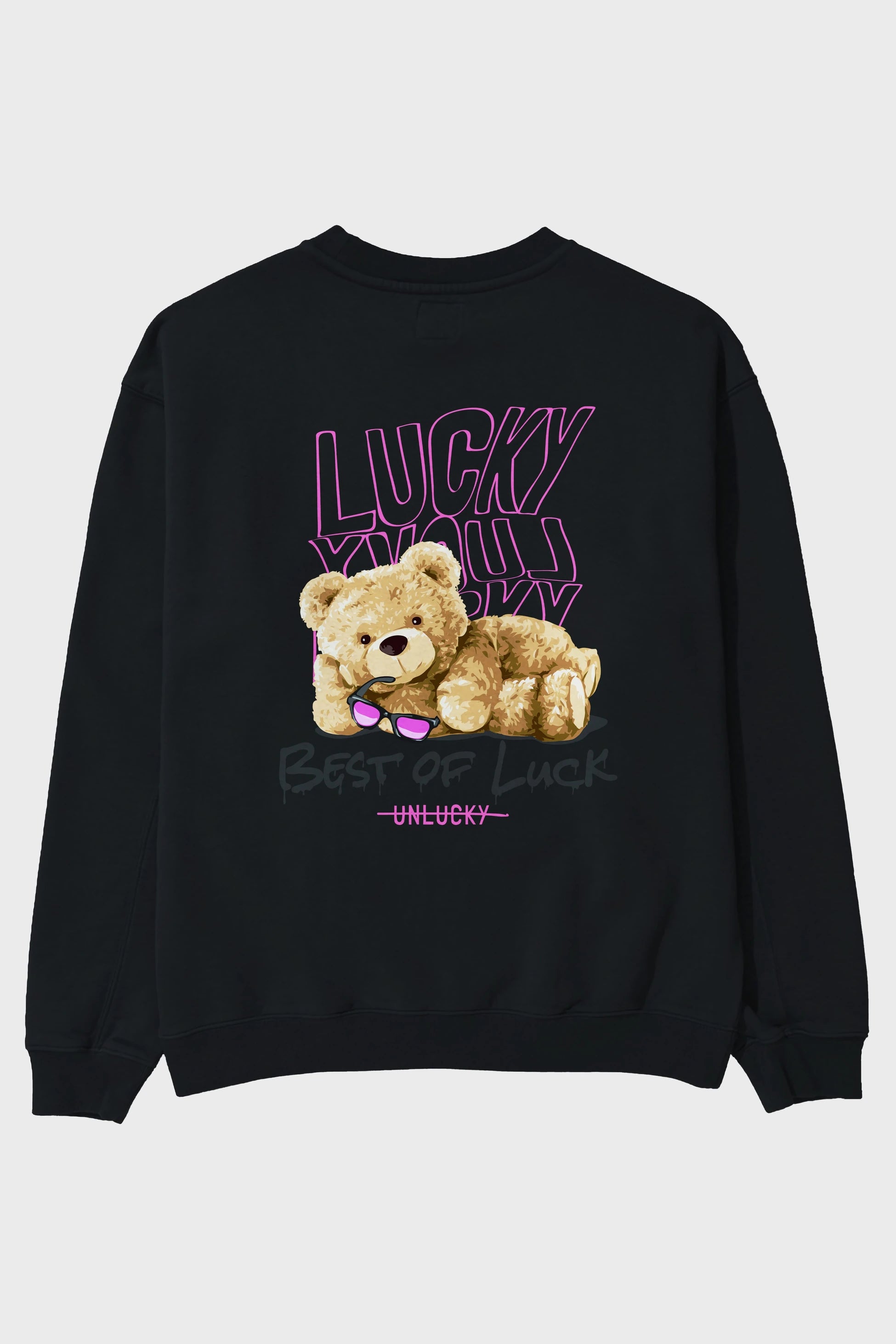 Best of Lucky Bear Arka Baskılı Oversize Sweatshirt Erkek Kadın Unisex
