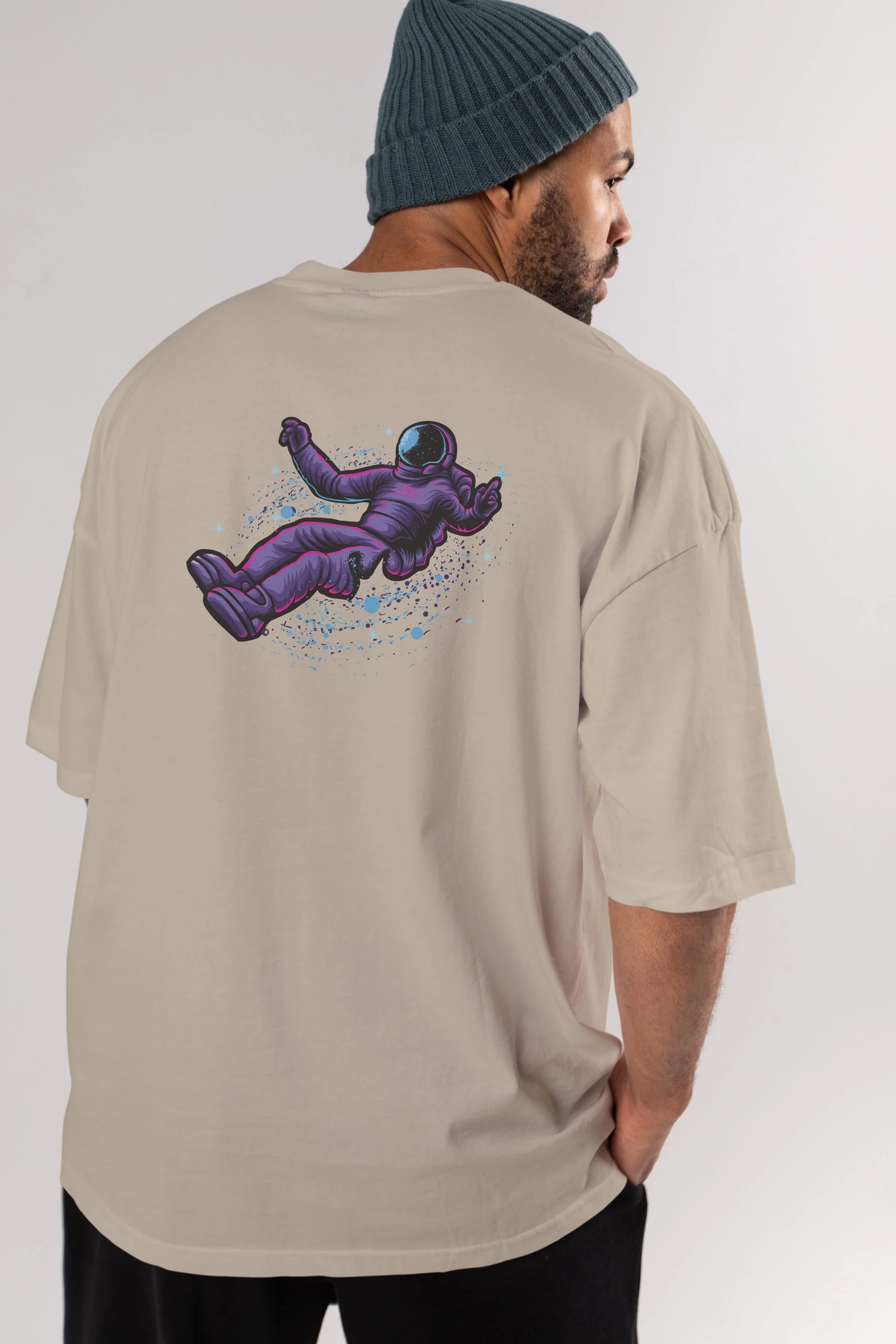 Having fun in outer space Arka Baskılı Oversize t-shirt Erkek Kadın Unisex